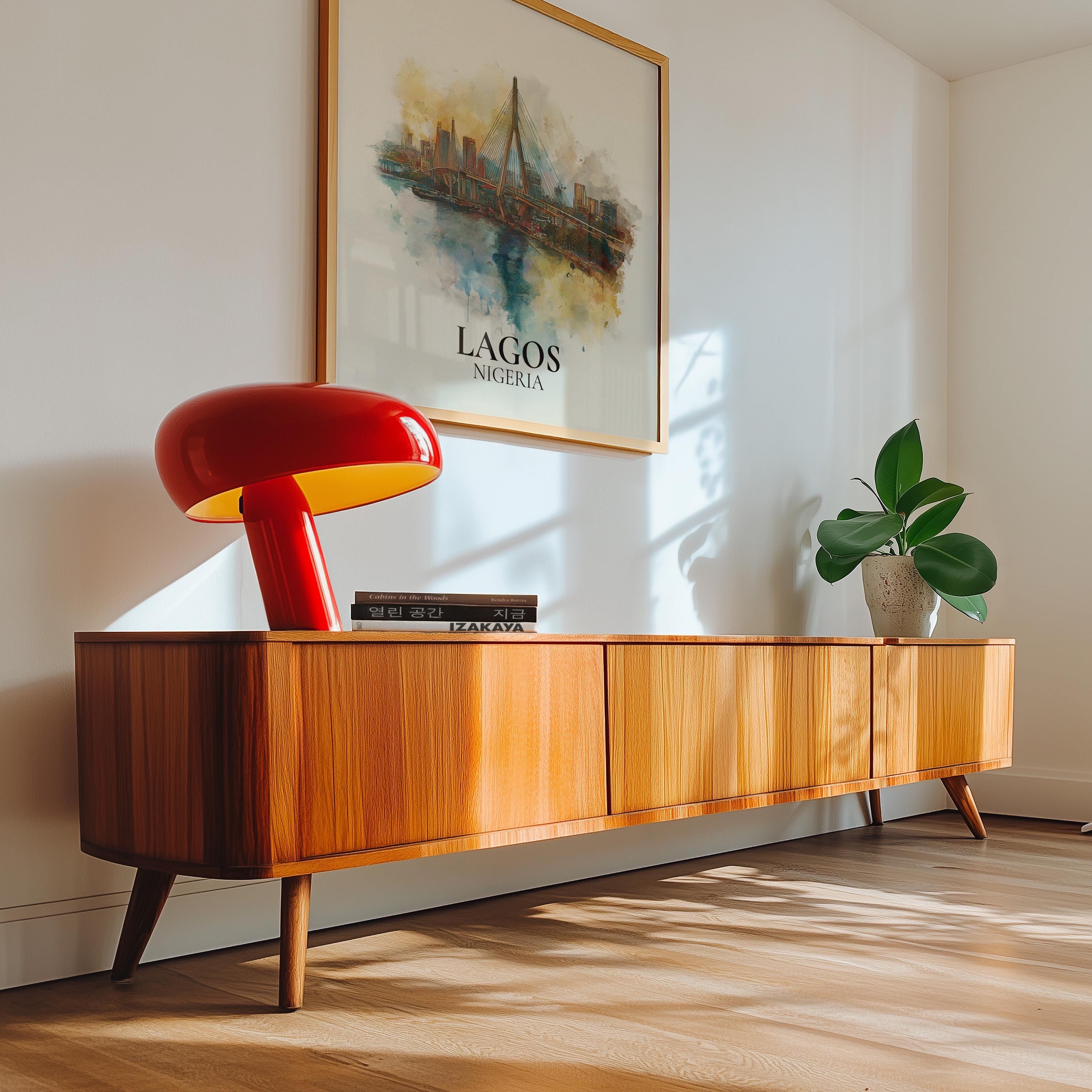 Lagos Nigeria Watercolor Wall Art Print, Custom Travel Poster, World Locations Keepsake Gift