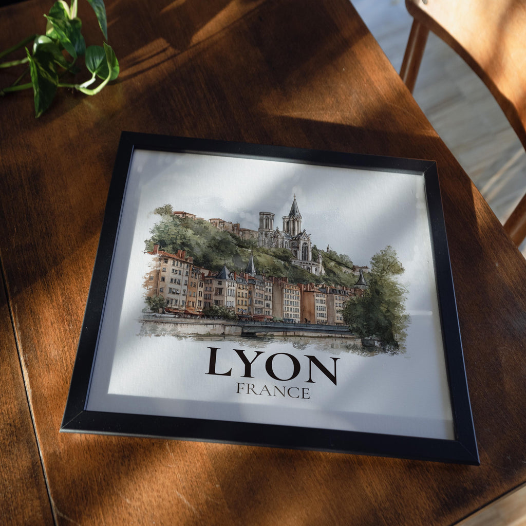 Lyon France Watercolor Wall Art Print, Custom Travel Poster, World Locations Keepsake Gift
