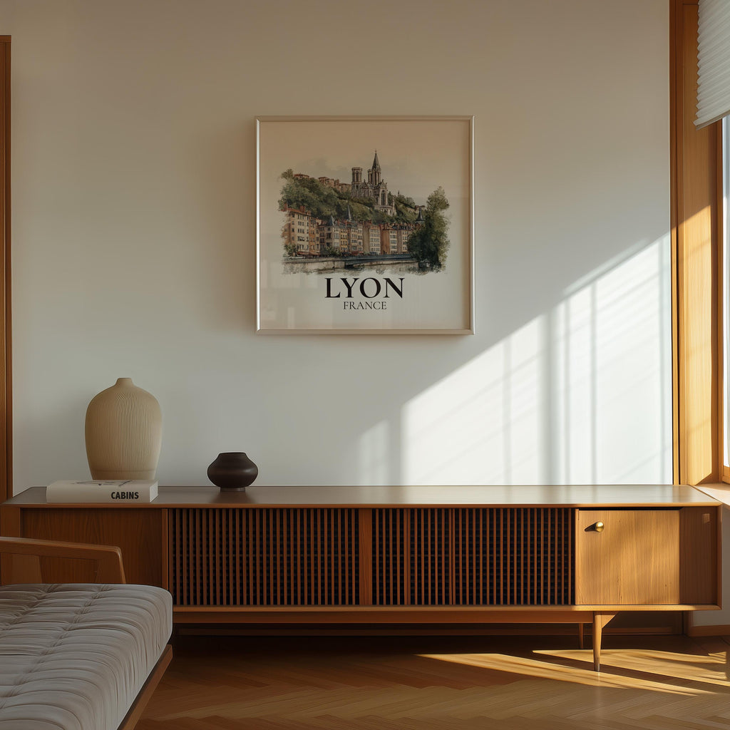 Lyon France Watercolor Wall Art Print, Custom Travel Poster, World Locations Keepsake Gift