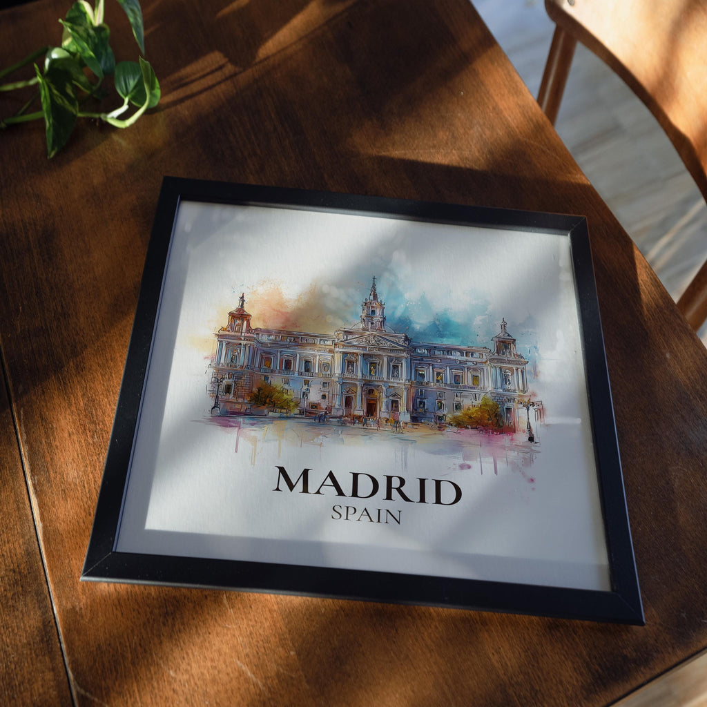 Madrid Spain Watercolor Wall Art Print, Custom Travel Poster, World Locations Keepsake Gift