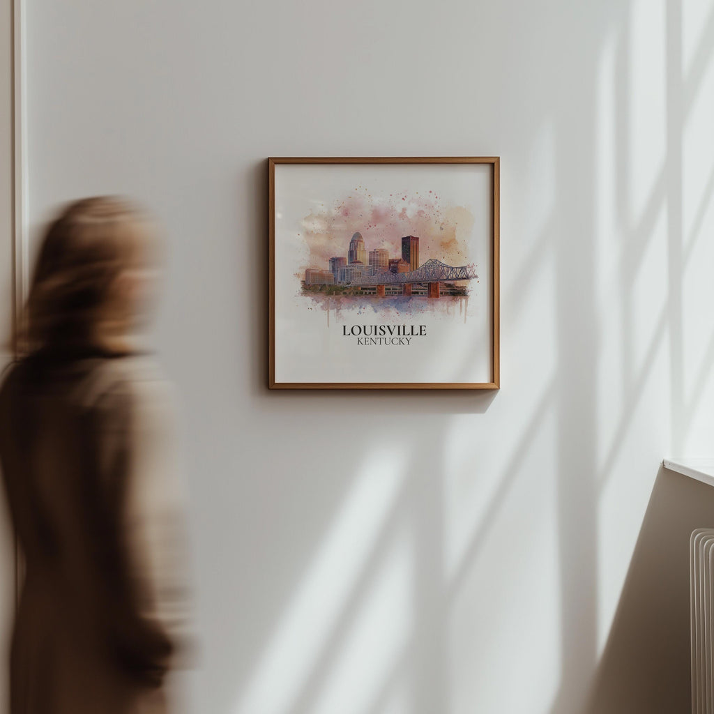 Louisville Kentucky Watercolor Wall Art Print, Custom Travel Poster, World Locations Keepsake Gift
