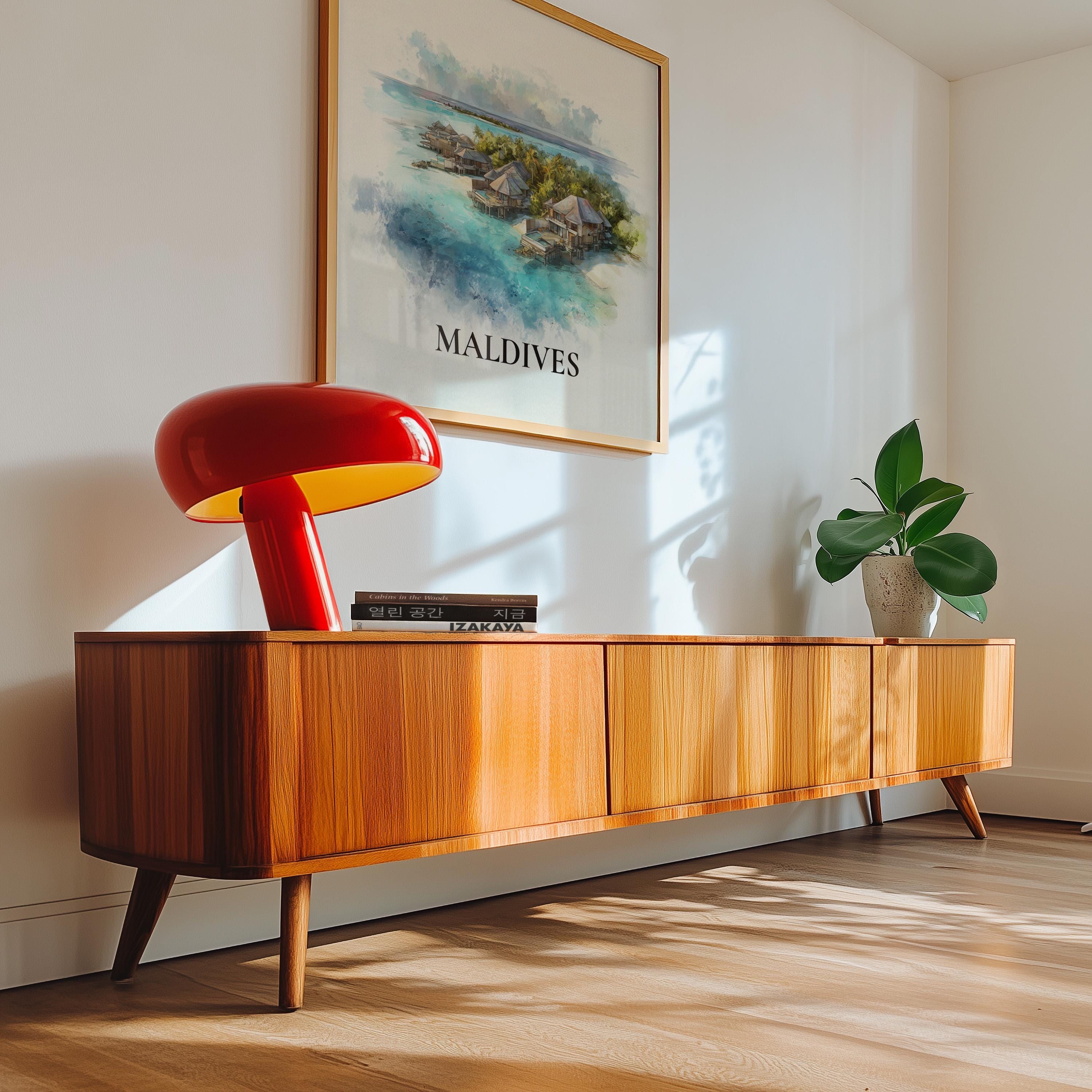 Maldives Wall Art Watercolor Print, Custom Travel Poster, World Locations Keepsake Gift