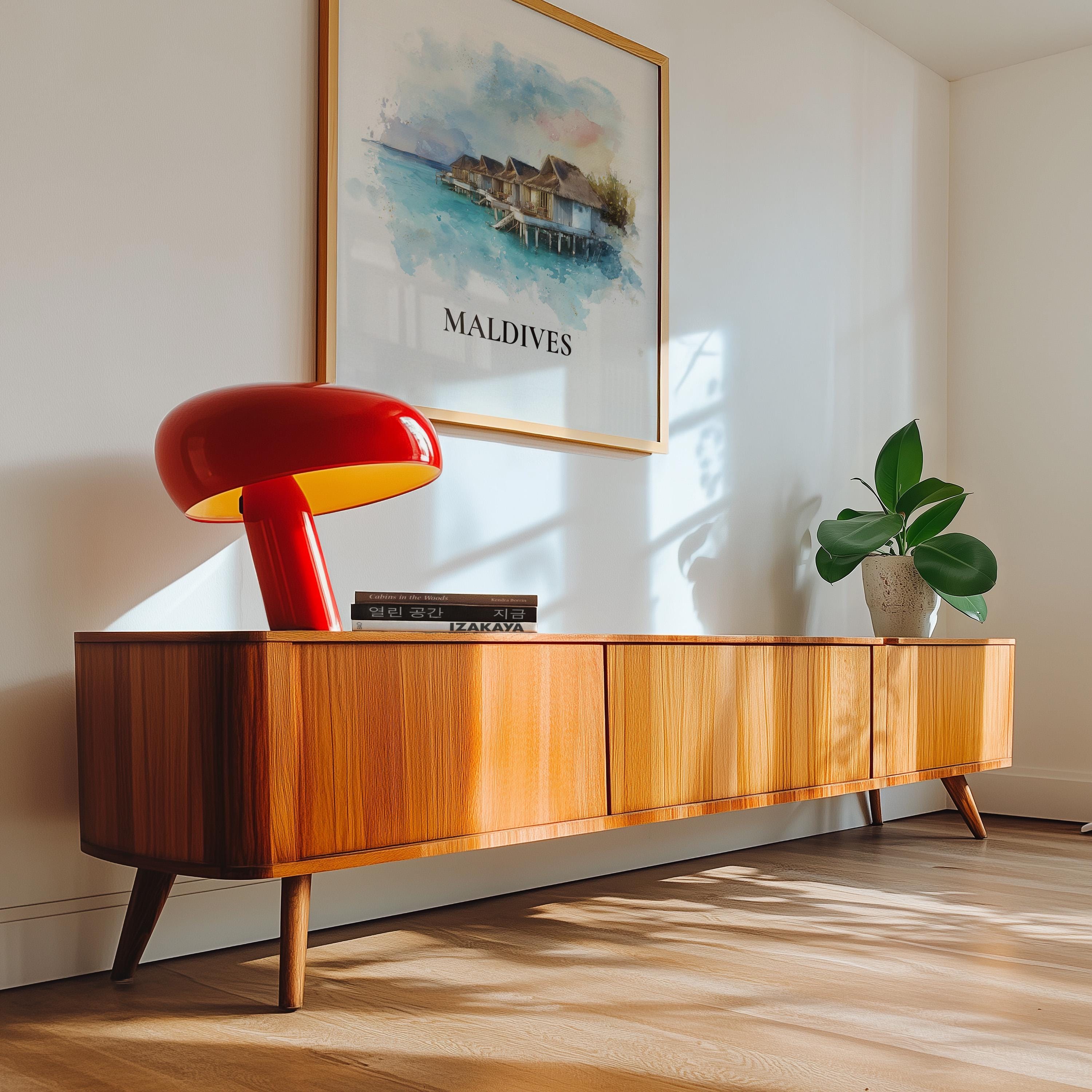 Maldives Watercolor Wall Art Print, Custom Travel Poster, World Locations Keepsake Gift