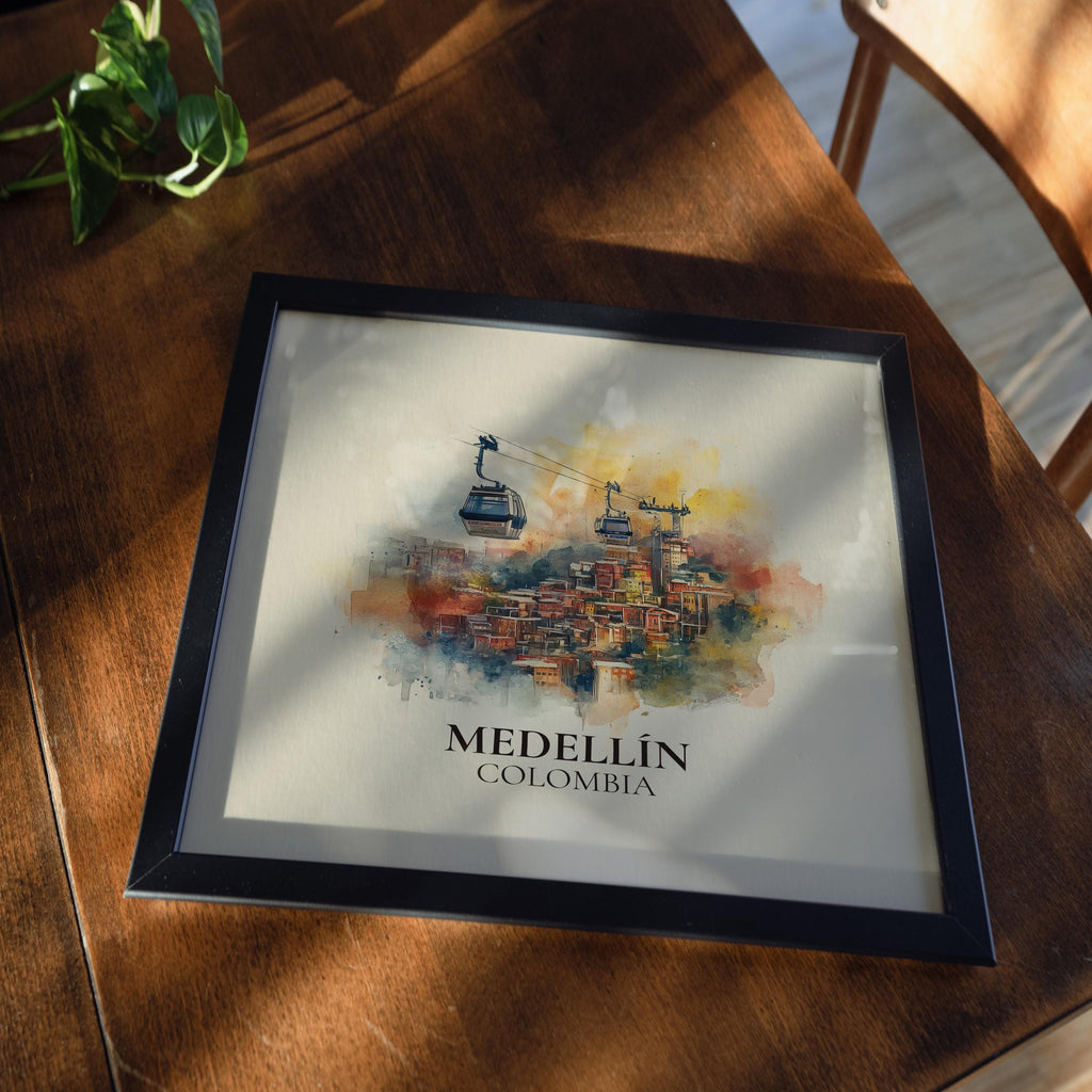 Medellin Colombia Watercolor Wall Art Print, Custom Travel Poster, World Locations Keepsake Gift