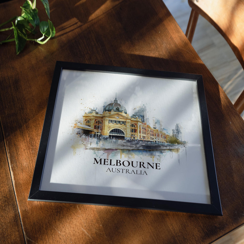 Melbourne Australia Watercolor Wall Art Print, Custom Travel Poster, World Locations Keepsake Gift