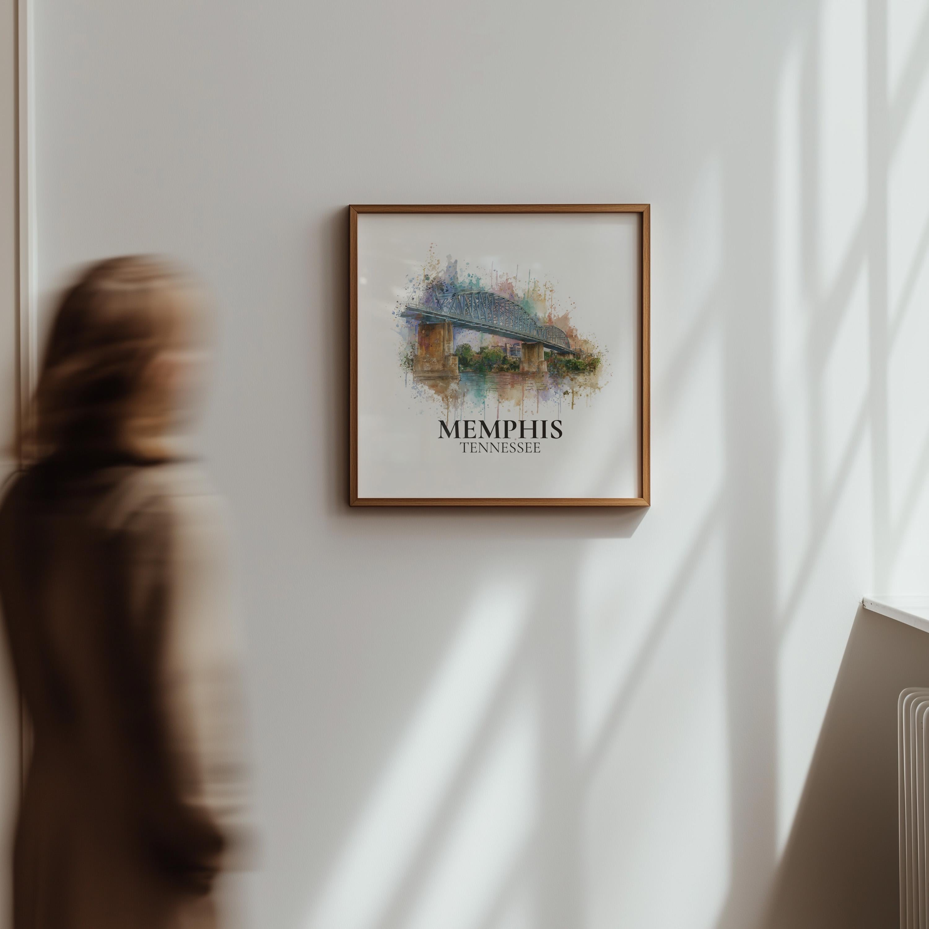 Memphis Tennessee Watercolor Wall Art Print, Custom Travel Poster, World Locations Keepsake Gift