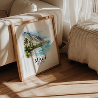 Maui Hawaii Watercolor Wall Art Print, Custom Travel Poster, World Locations Keepsake Gift