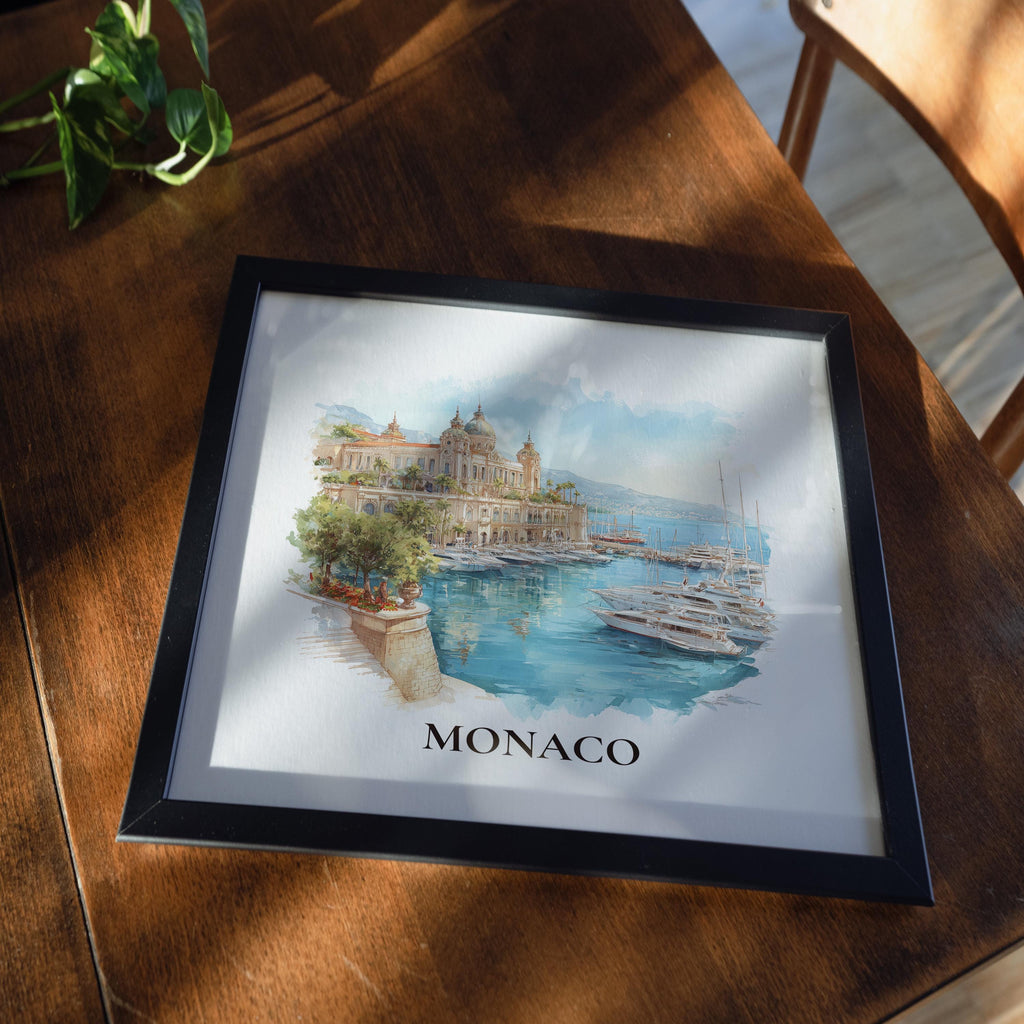 Monaco Monaco Watercolor Wall Art Print, Custom Travel Poster, World Locations Keepsake Gift