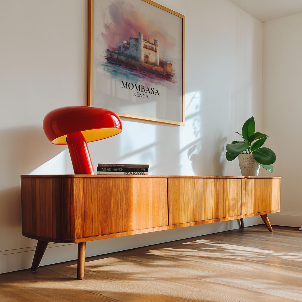 Mombasa Kenya Watercolor Wall Art Print, Custom Travel Poster, World Locations Keepsake Gift