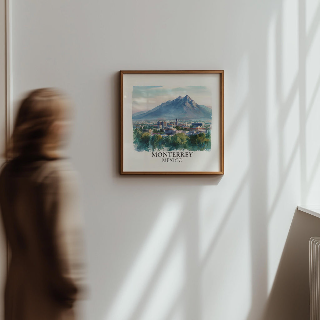Monterrey Mexico Watercolor Wall Art Print, Custom Travel Poster, World Locations Keepsake Gift