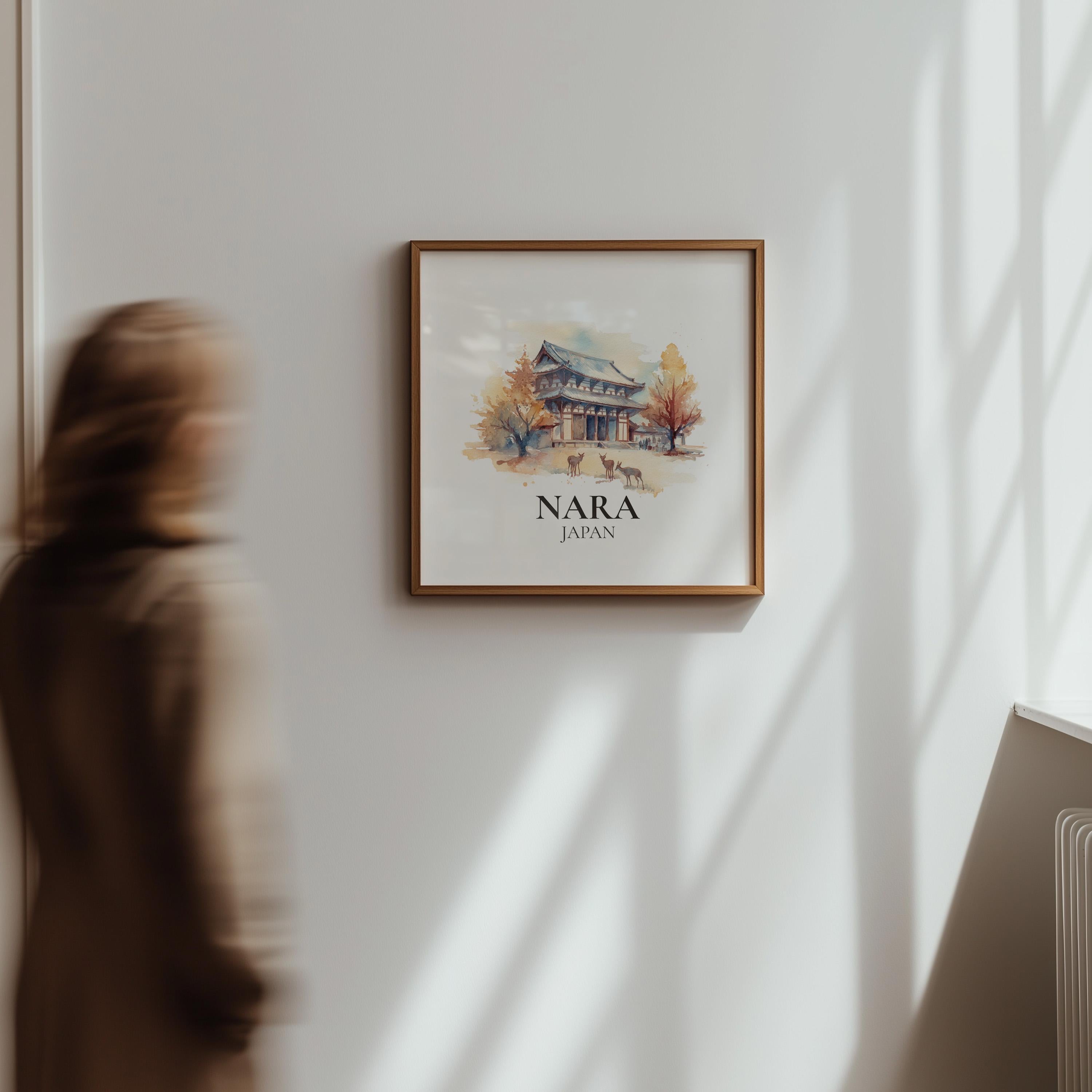 Nara Japan Watercolor Wall Art Print, Custom Travel Poster, World Locations Keepsake Gift