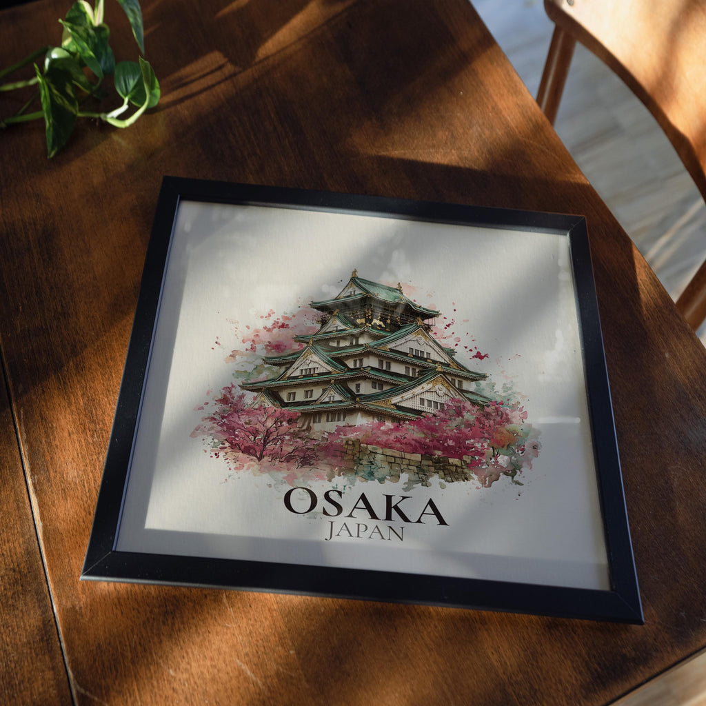Osaka Japan Watercolor Wall Art Print, Custom Travel Poster, World Locations Keepsake Gift