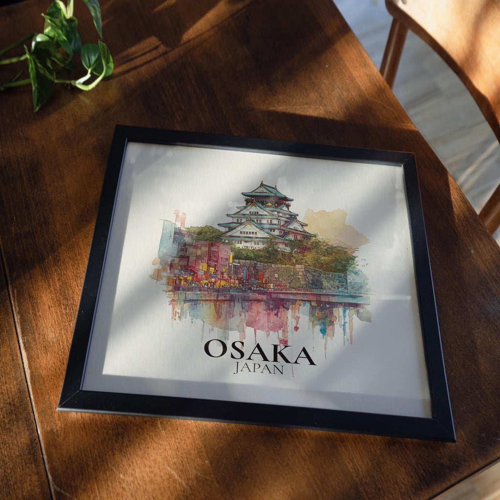 Osaka Wall Art Japan Watercolor Print, Custom Travel Poster, World Locations Keepsake Gift