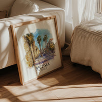 Nicosia Cyprus Watercolor Wall Art Print, Custom Travel Poster, World Locations Keepsake Gift