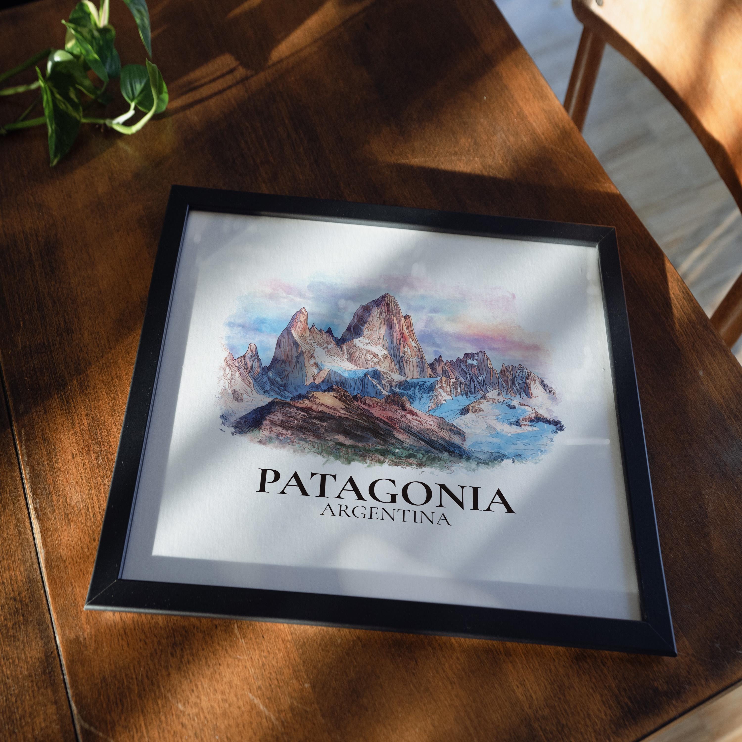 Patagonia Argentina Watercolor Wall Art Print, Custom Travel Poster, World Locations Keepsake Gift