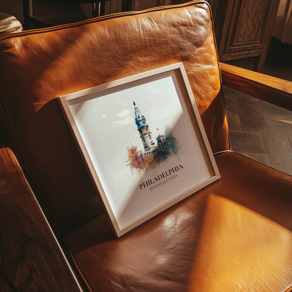 Philadelphia Pennsylvania Watercolor Wall Art Print, Custom Travel Poster, World Locations Keepsake Gift