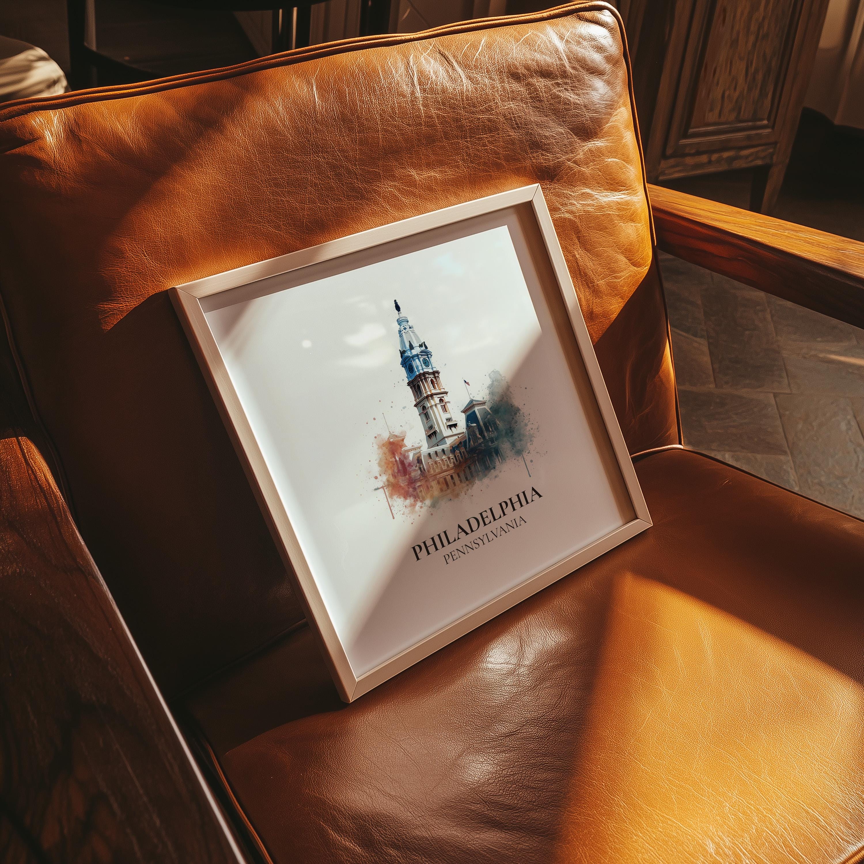 Philadelphia Pennsylvania Watercolor Wall Art Print, Custom Travel Poster, World Locations Keepsake Gift