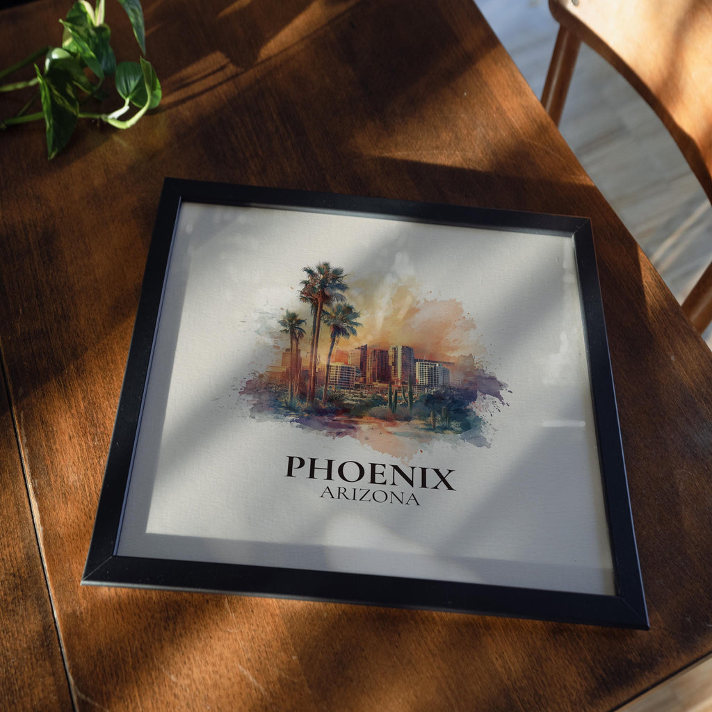 Phoenix Arizona Watercolor Wall Art Print, Custom Travel Poster, World Locations Keepsake Gift