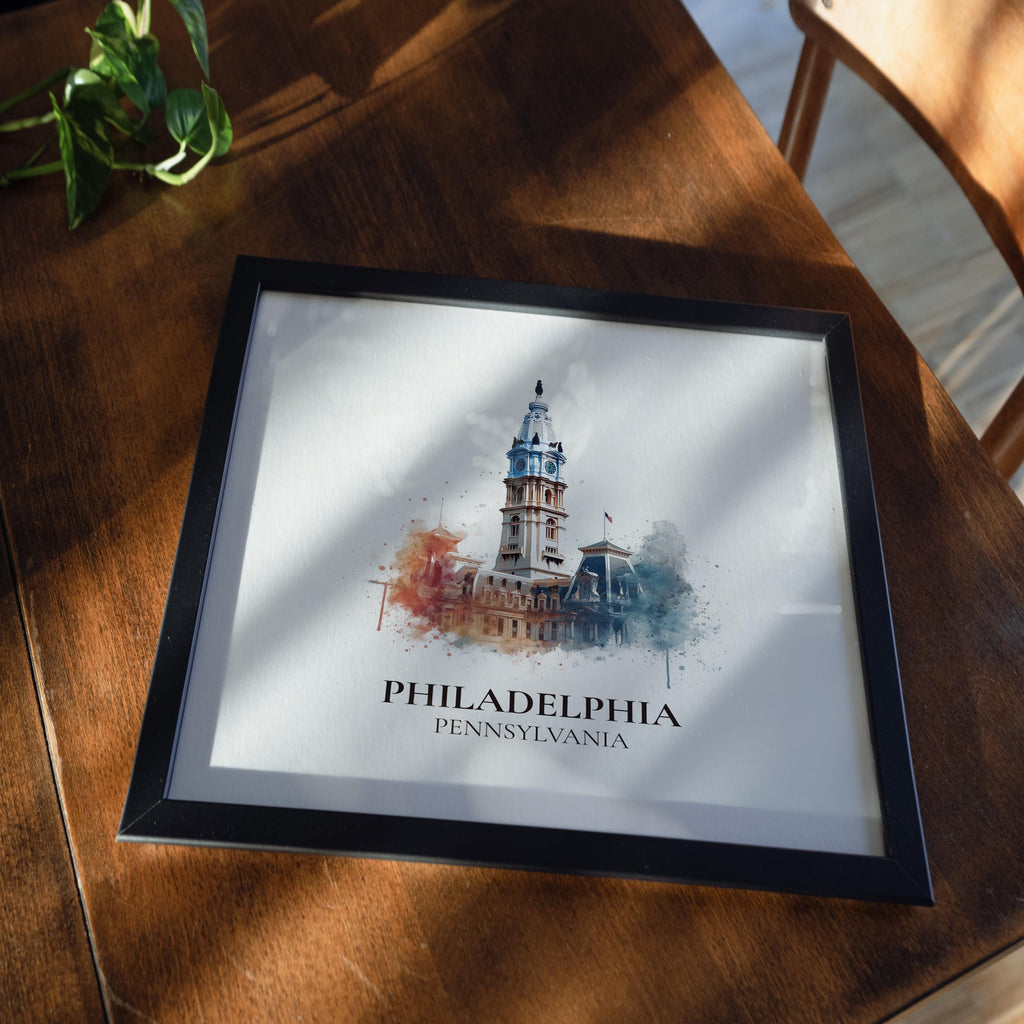 Philadelphia Pennsylvania Watercolor Wall Art Print, Custom Travel Poster, World Locations Keepsake Gift