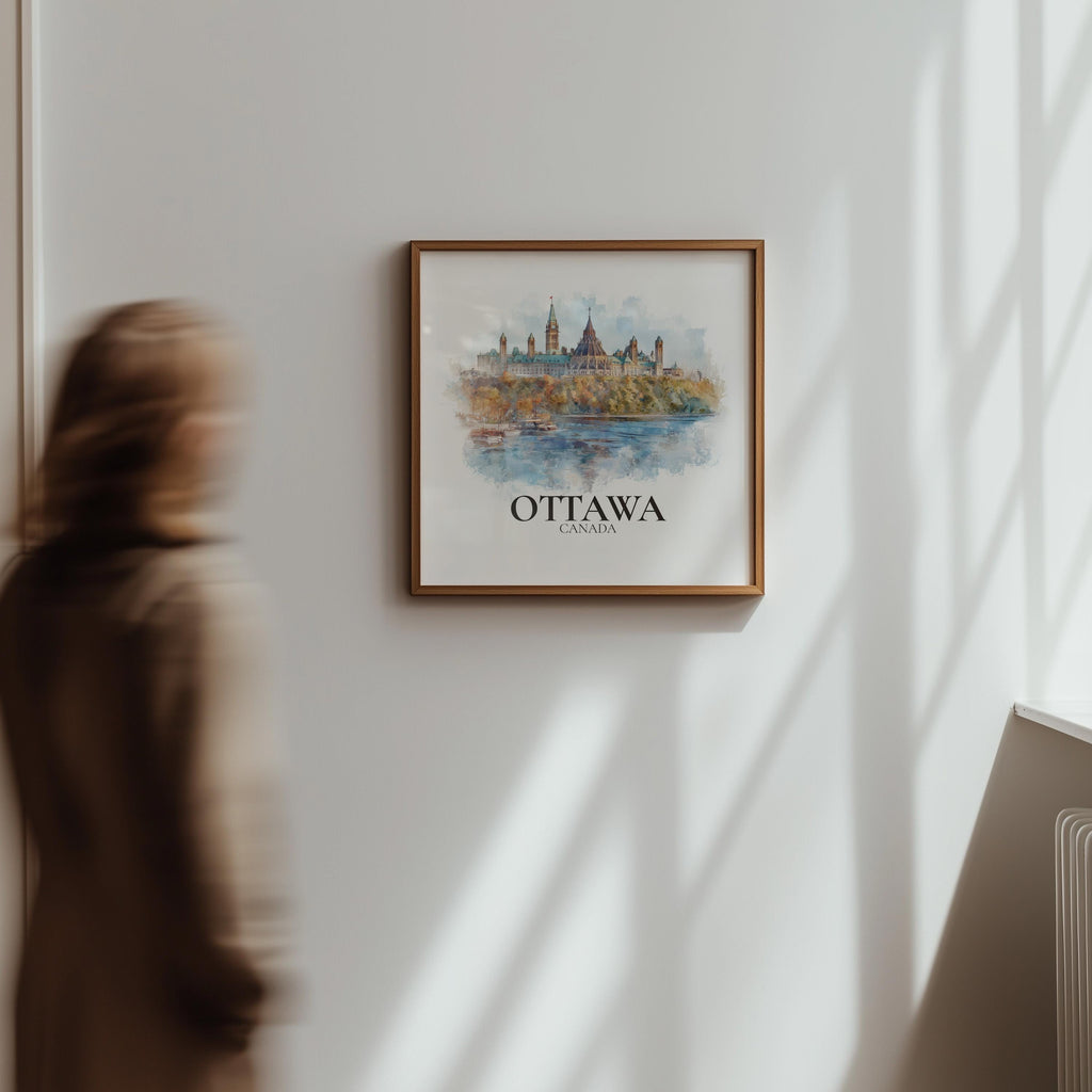 Ottawa Canada Watercolor Wall Art Print, Custom Travel Poster, World Locations Keepsake Gift