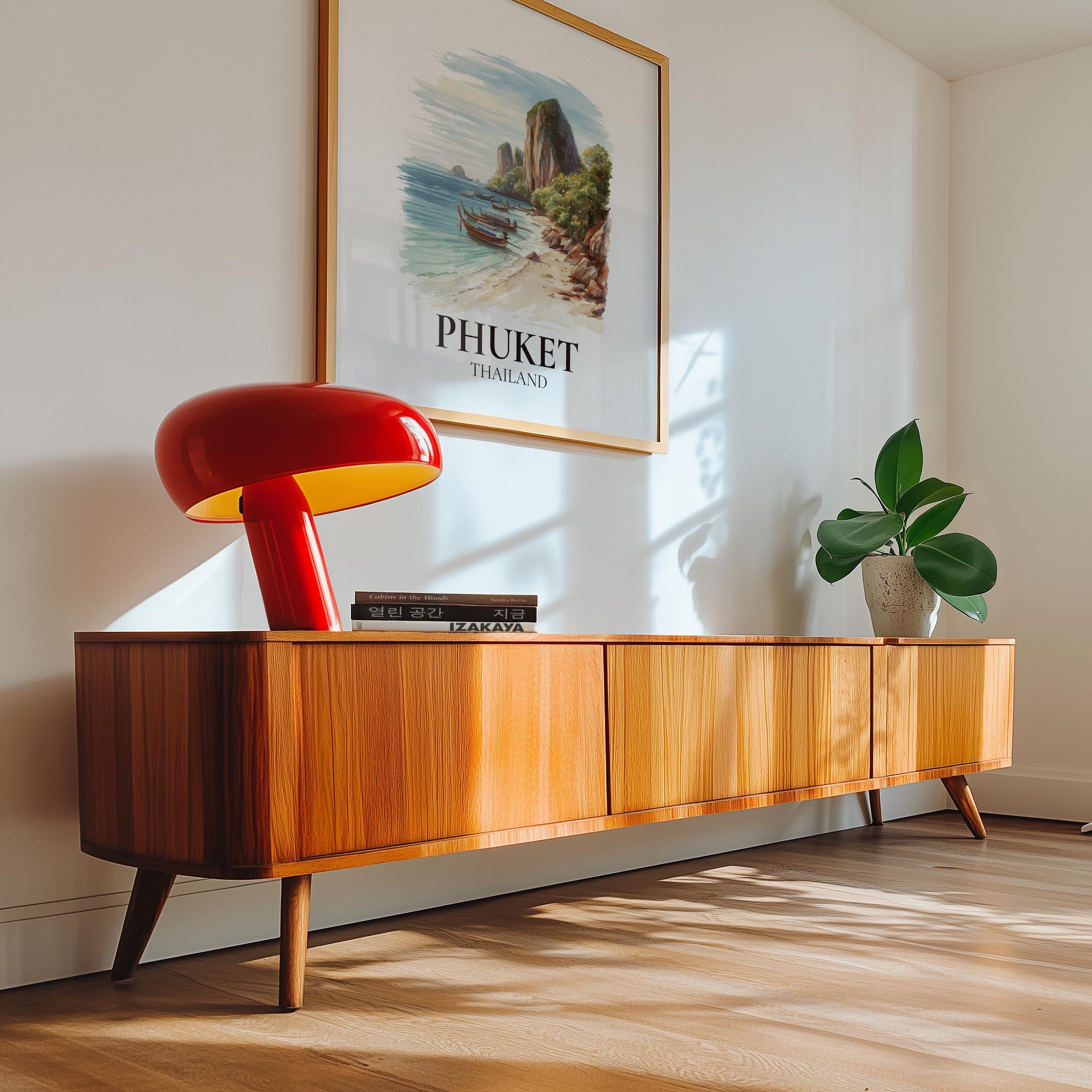 Phuket Thailand Watercolor Wall Art Print, Custom Travel Poster, World Locations Keepsake Gift