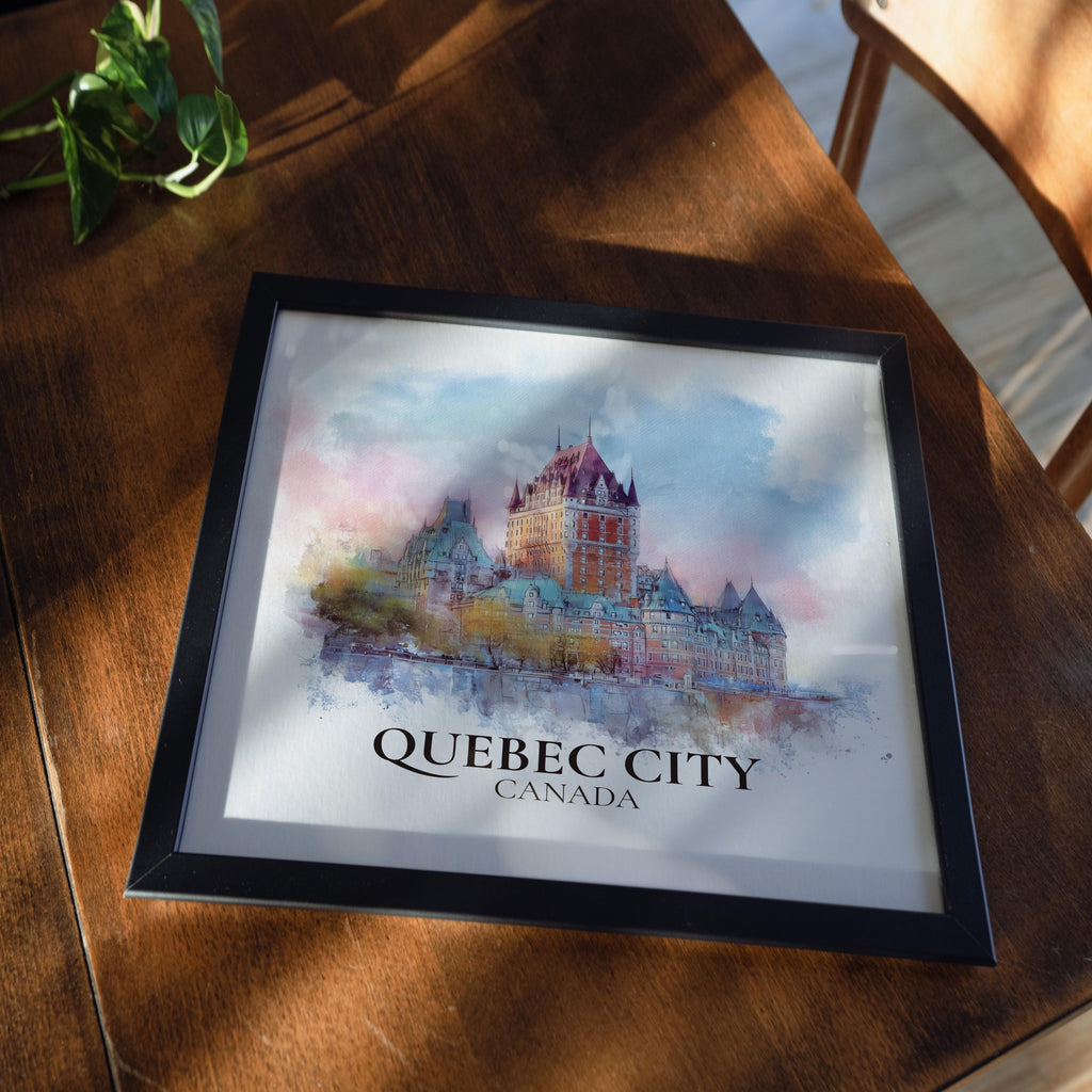Quebec City Canada Watercolor Wall Art Print, Custom Travel Poster, World Locations Keepsake Gift