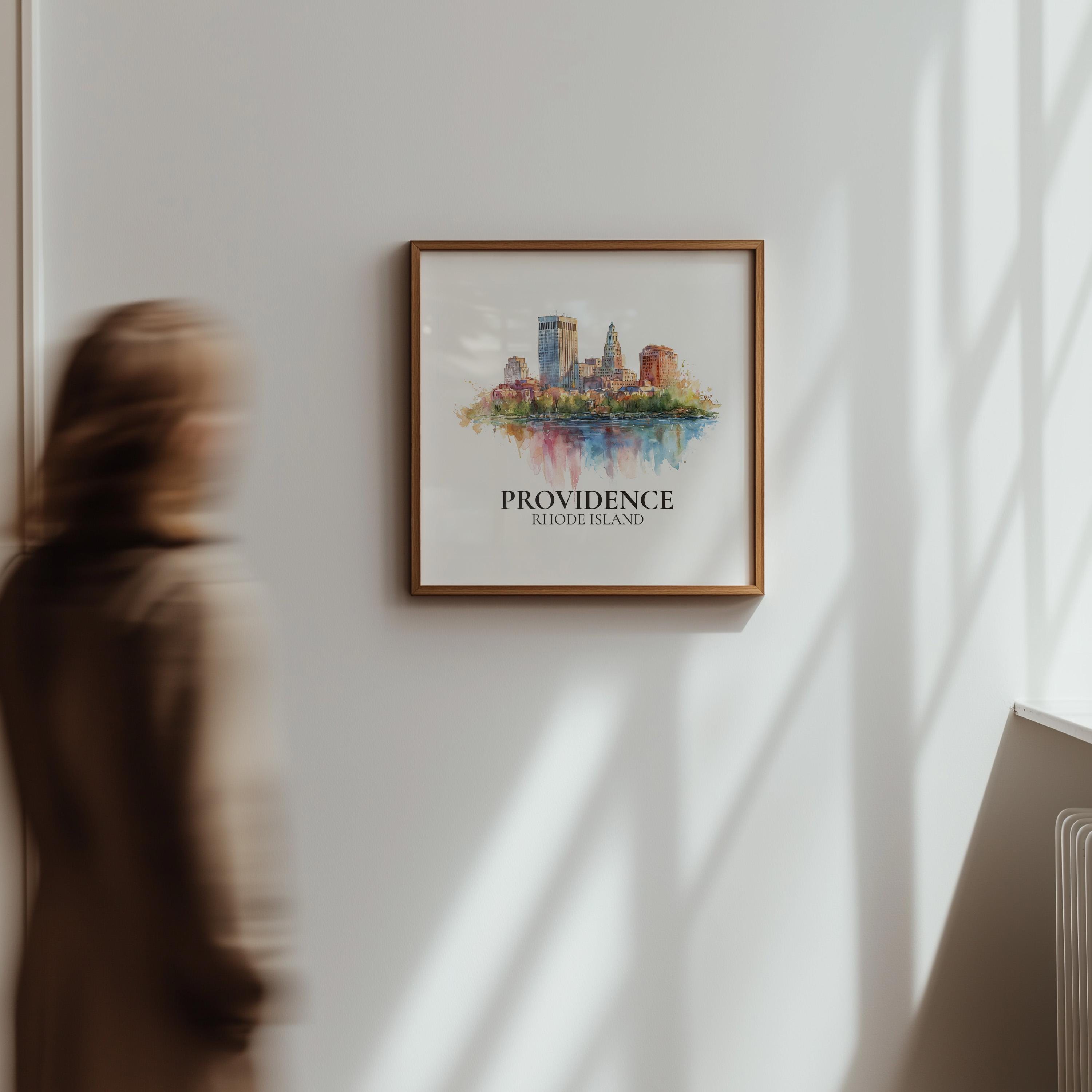 Providence Rhode Island Watercolor Wall Art Print, Custom Travel Poster, World Locations Keepsake Gift