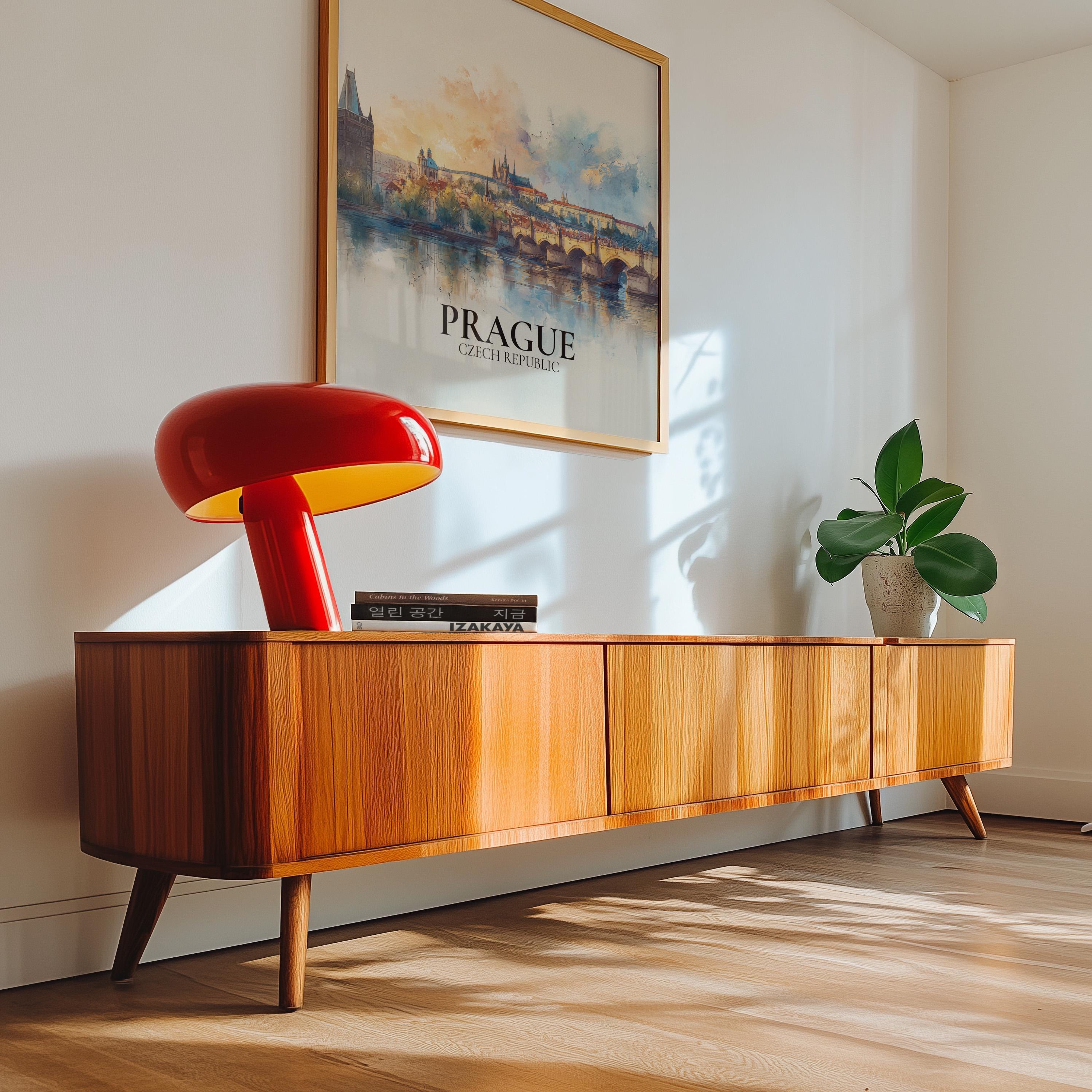 Prague Czech Republic Watercolor Poster Wall Art Print, Custom Travel, World Locations Keepsake Gift