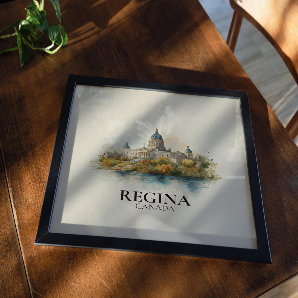 Regina Canada Watercolor Wall Art Print, Custom Travel Poster, World Locations Keepsake Gift
