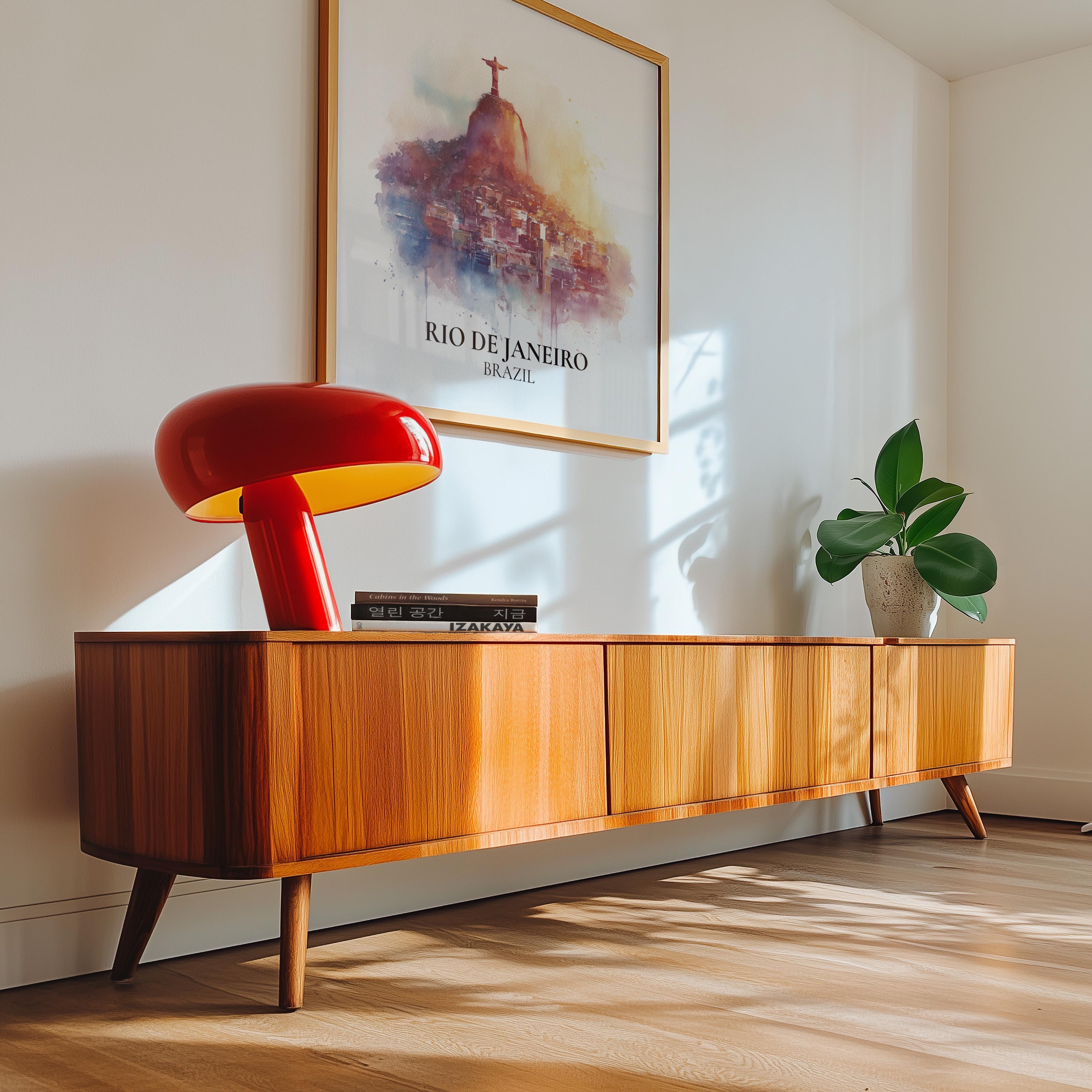 Rio Brazil Watercolor Wall Art Print, Custom Travel Poster, World Locations Keepsake Gift