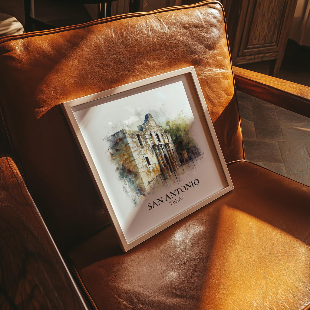 San Antonio Wall Art Texas Watercolor Print, Custom Travel Poster, World Locations Keepsake Gift