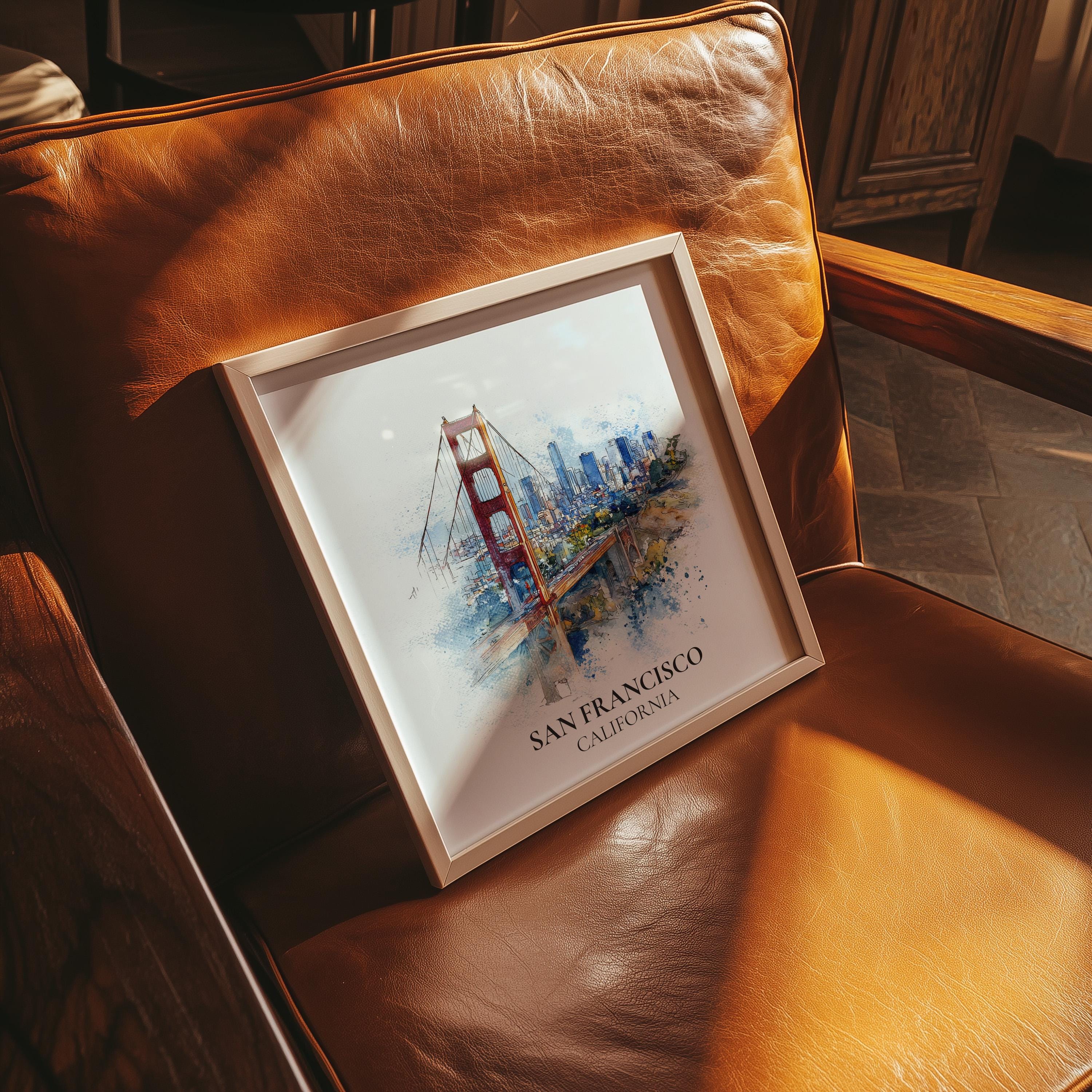 San Francisco California Watercolor Wall Art Print, Custom Travel Poster, World Locations Keepsake Gift