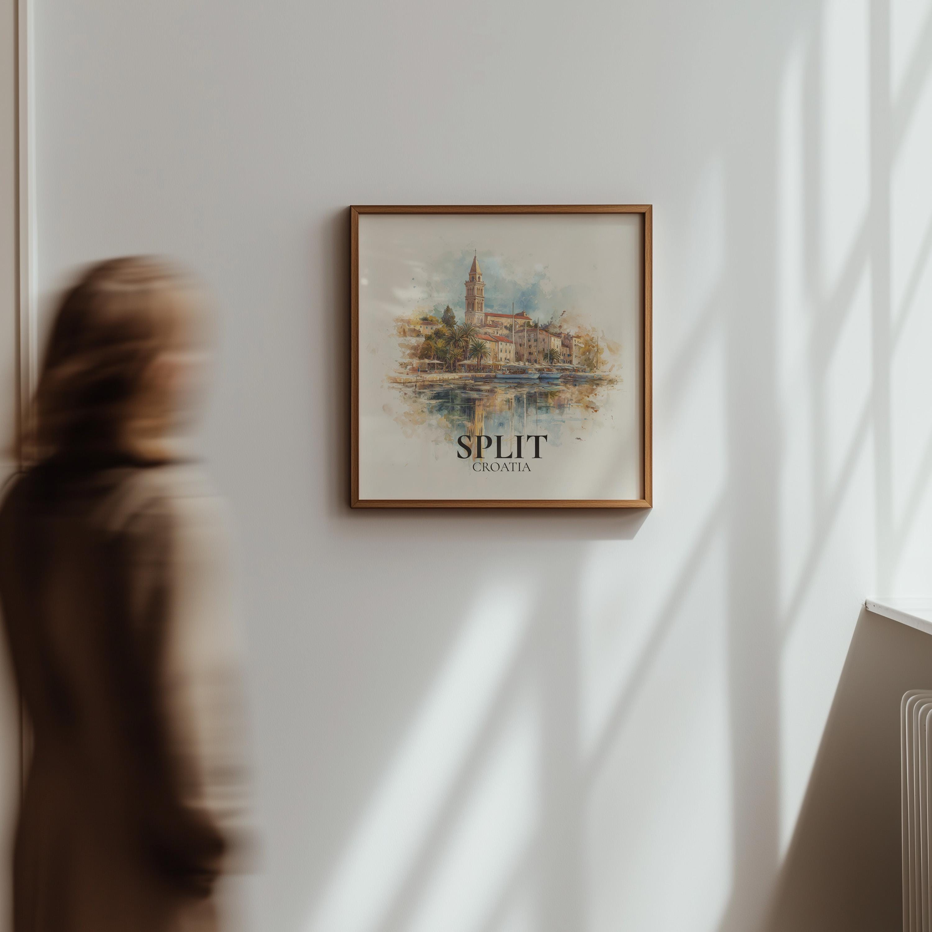 Split Croatia Watercolor Wall Art Print, Custom Travel Poster, World Locations Keepsake Gift