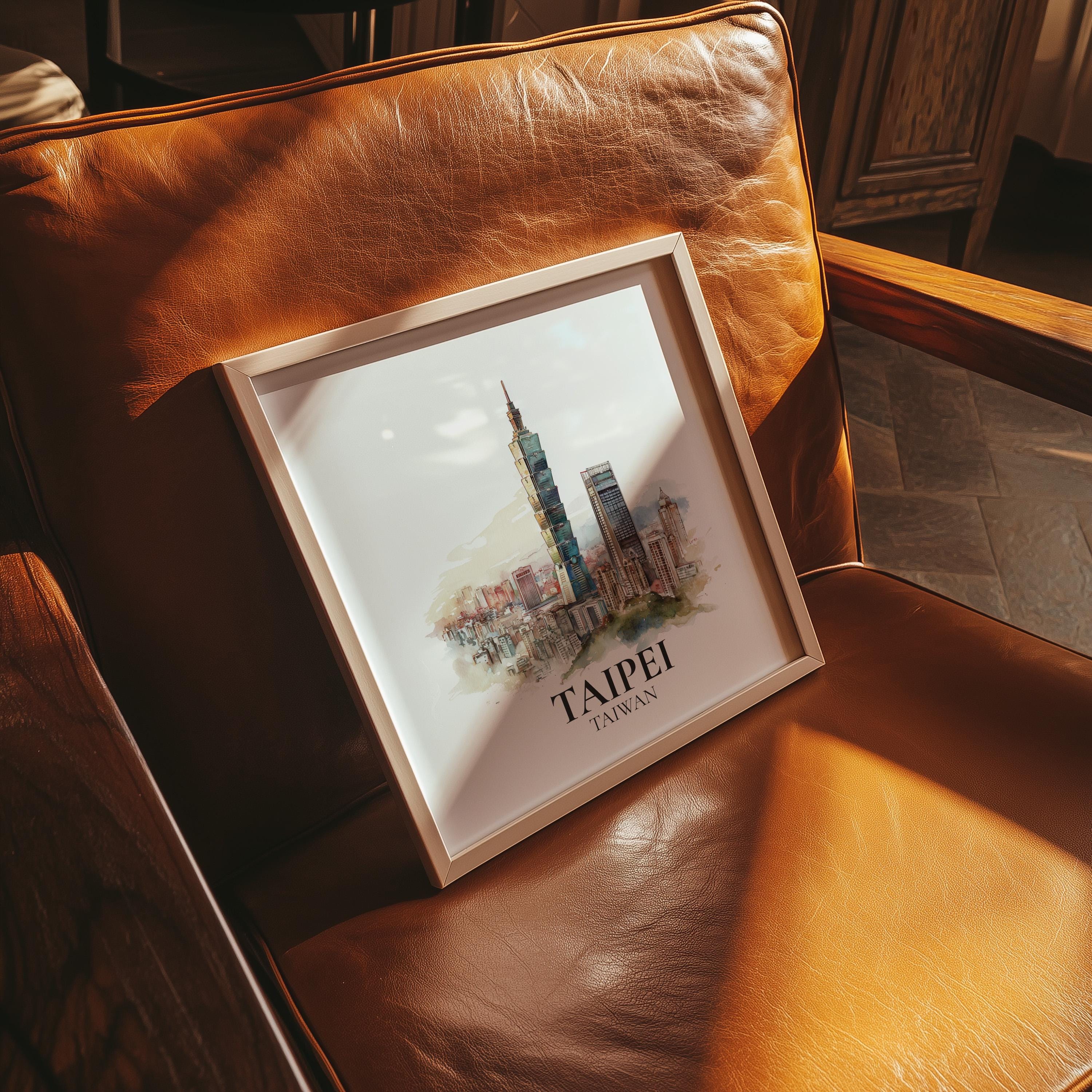 Taipei Taiwan Watercolor Wall Art Print, Custom Travel Poster, World Locations Keepsake Gift