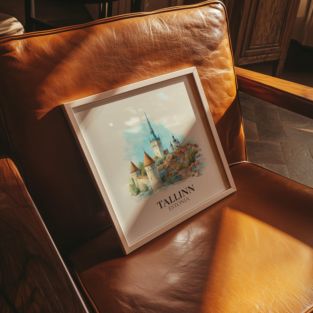 Tallinn Wall Art Estonia Watercolor Print, Custom Travel Poster, World Locations Keepsake Gift