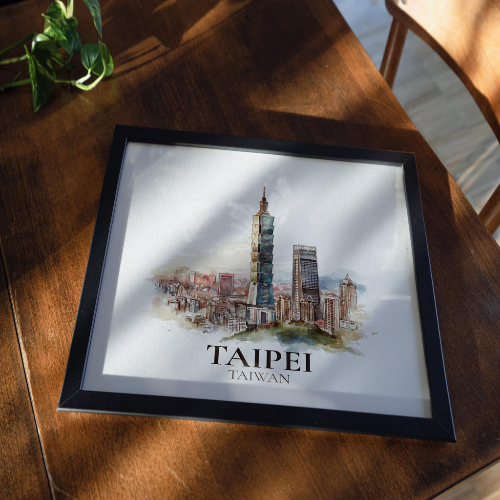 Taipei Taiwan Watercolor Wall Art Print, Custom Travel Poster, World Locations Keepsake Gift