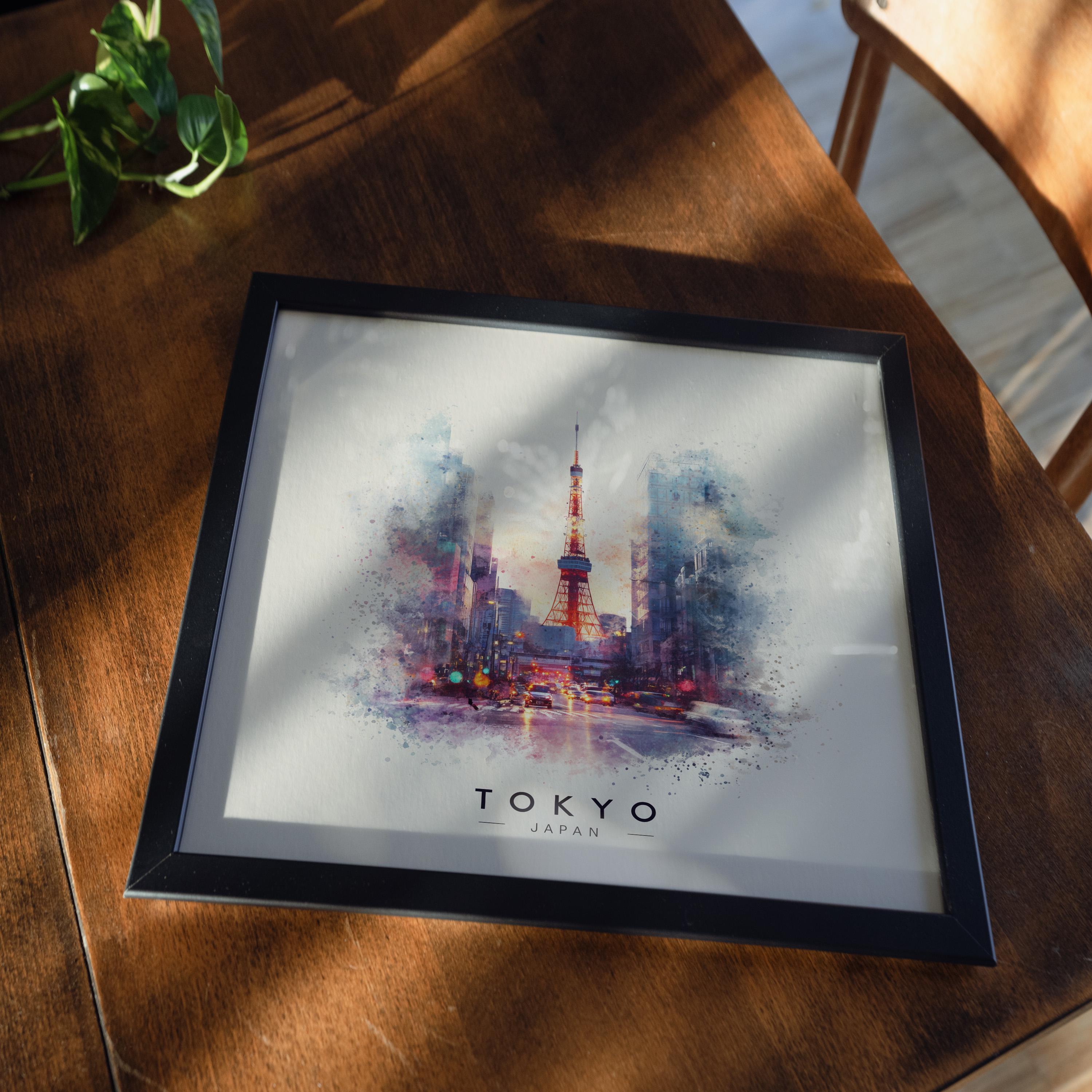 Tokyo Japan Watercolor Wall Art Print, Custom Travel Poster, World Locations Keepsake Gift