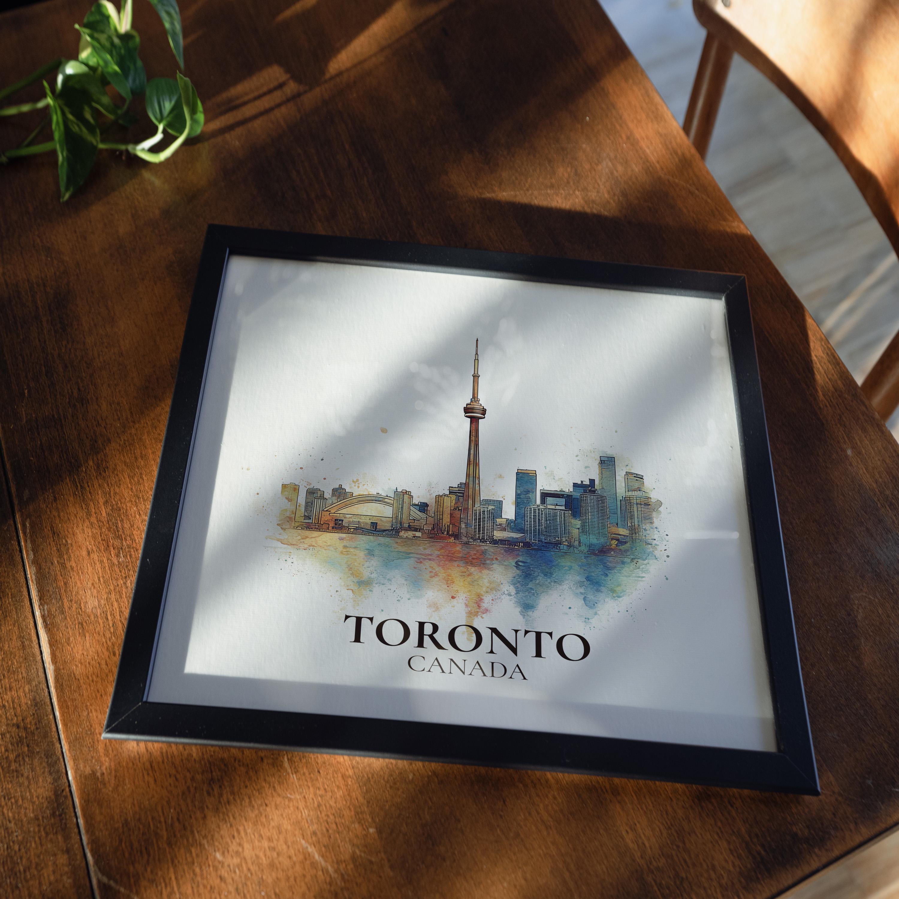 Toronto Canada Watercolor Wall Art Print, Custom Travel Poster, World Locations Keepsake Gift