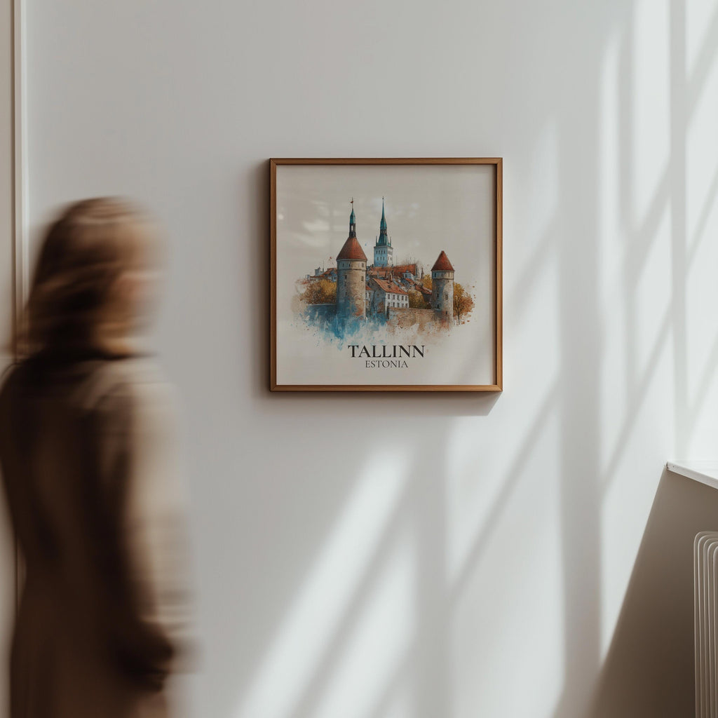 Tallinn Estonia Watercolor Wall Art Print, Custom Travel Poster, World Locations Keepsake Gift