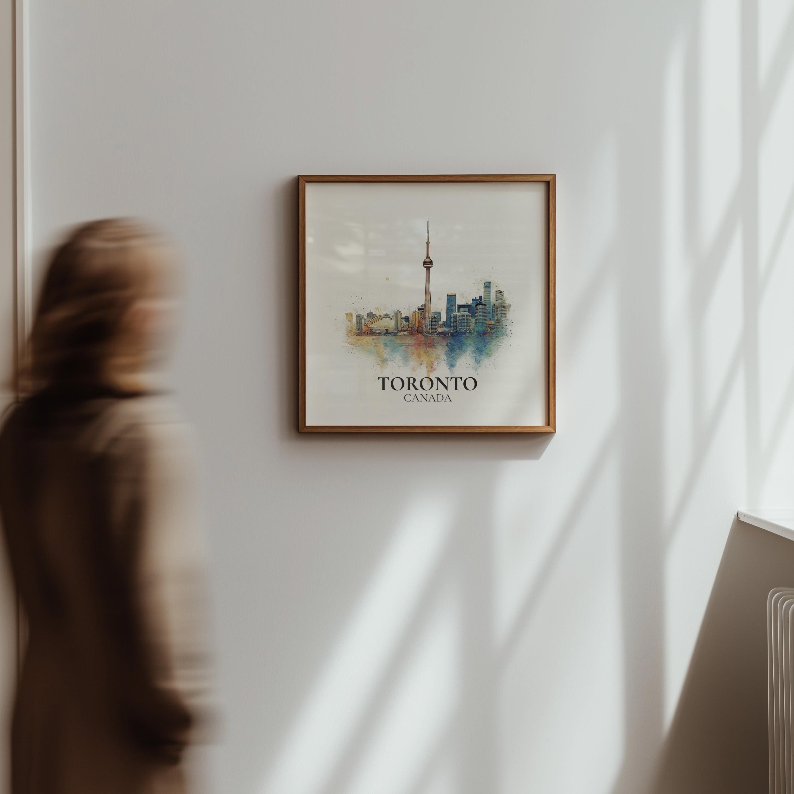 Toronto Canada Watercolor Wall Art Print, Custom Travel Poster, World Locations Keepsake Gift