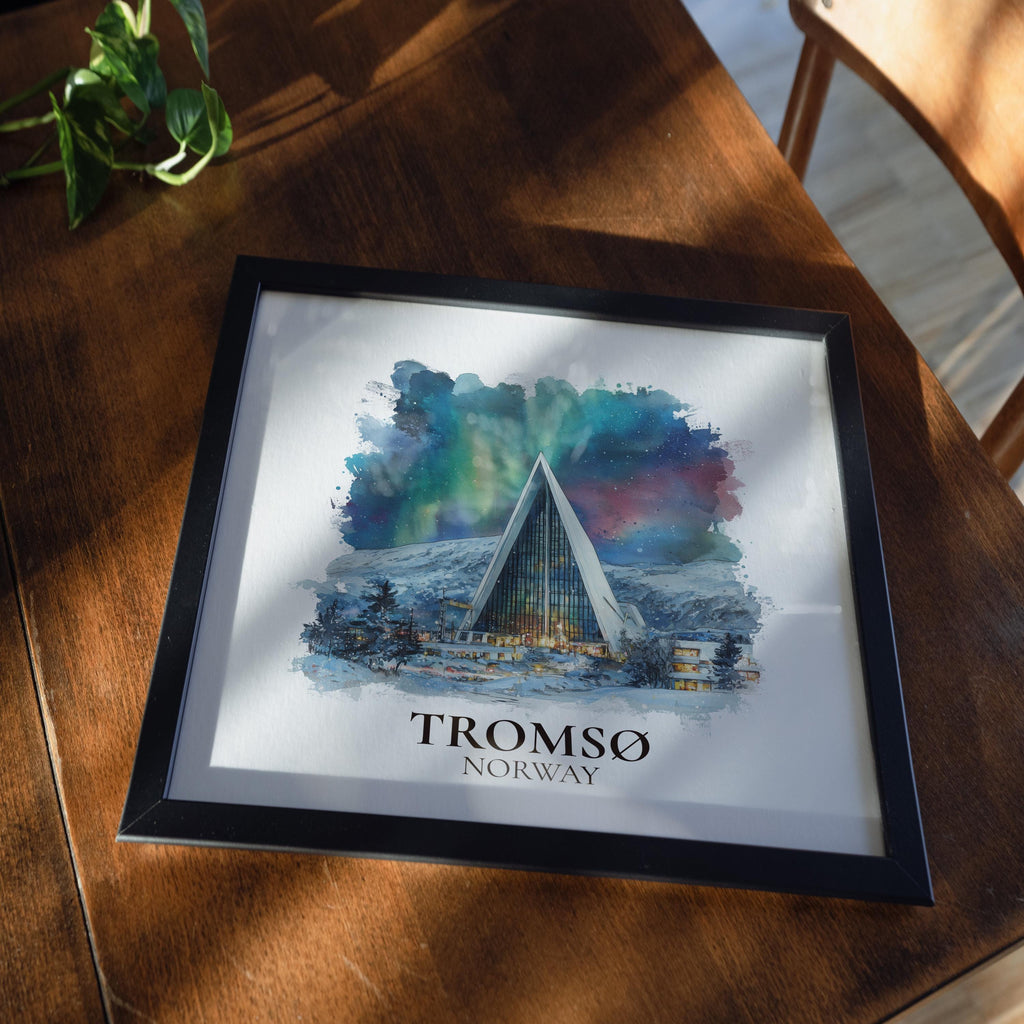 Tromso Norway Watercolor Wall Art Print, Custom Travel Poster, World Locations Keepsake Gift