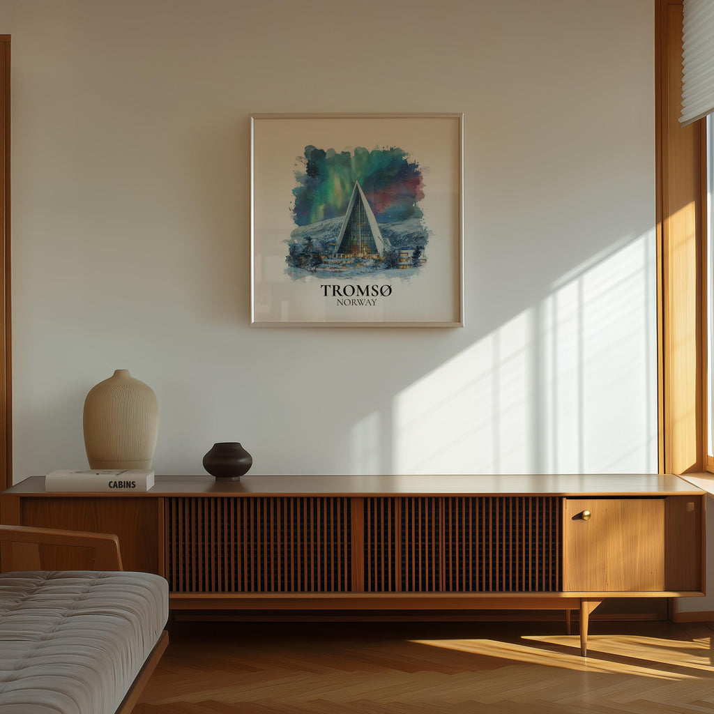 Tromso Norway Watercolor Wall Art Print, Custom Travel Poster, World Locations Keepsake Gift