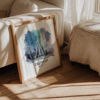 Tromso Norway Watercolor Wall Art Print, Custom Travel Poster, World Locations Keepsake Gift