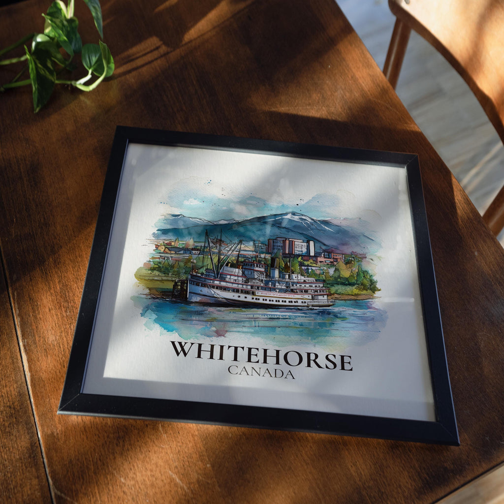 Whitehorse Canada Yukon Watercolor Wall Art Print, Custom Travel Poster, World Locations Keepsake Gift