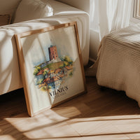 Vilnius Lithuania Watercolor Wall Art Print, Custom Travel Poster, World Locations Keepsake Gift