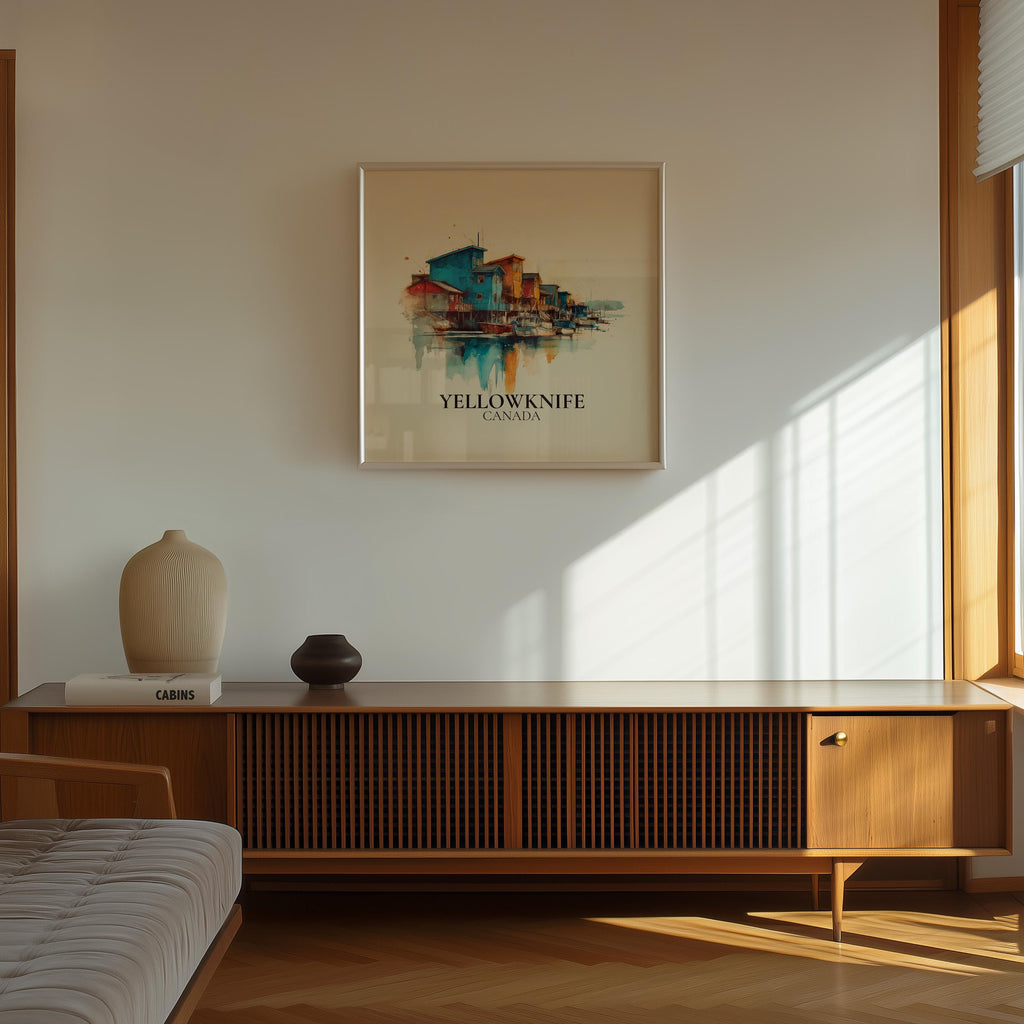 Yellowknife Canada Watercolor Wall Art Print, Custom Travel Poster, World Locations Keepsake Gift