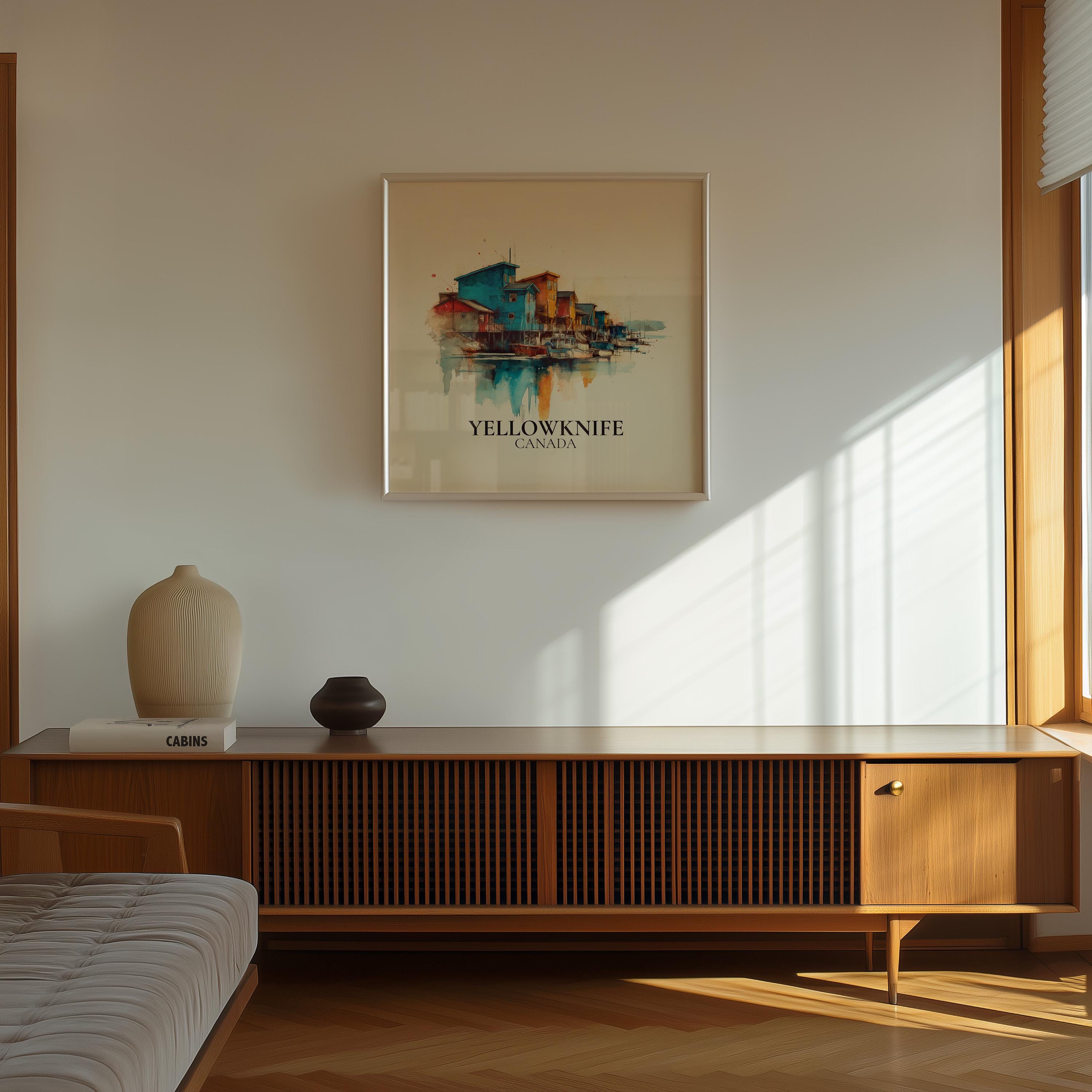 Yellowknife Canada Watercolor Wall Art Print, Custom Travel Poster, World Locations Keepsake Gift