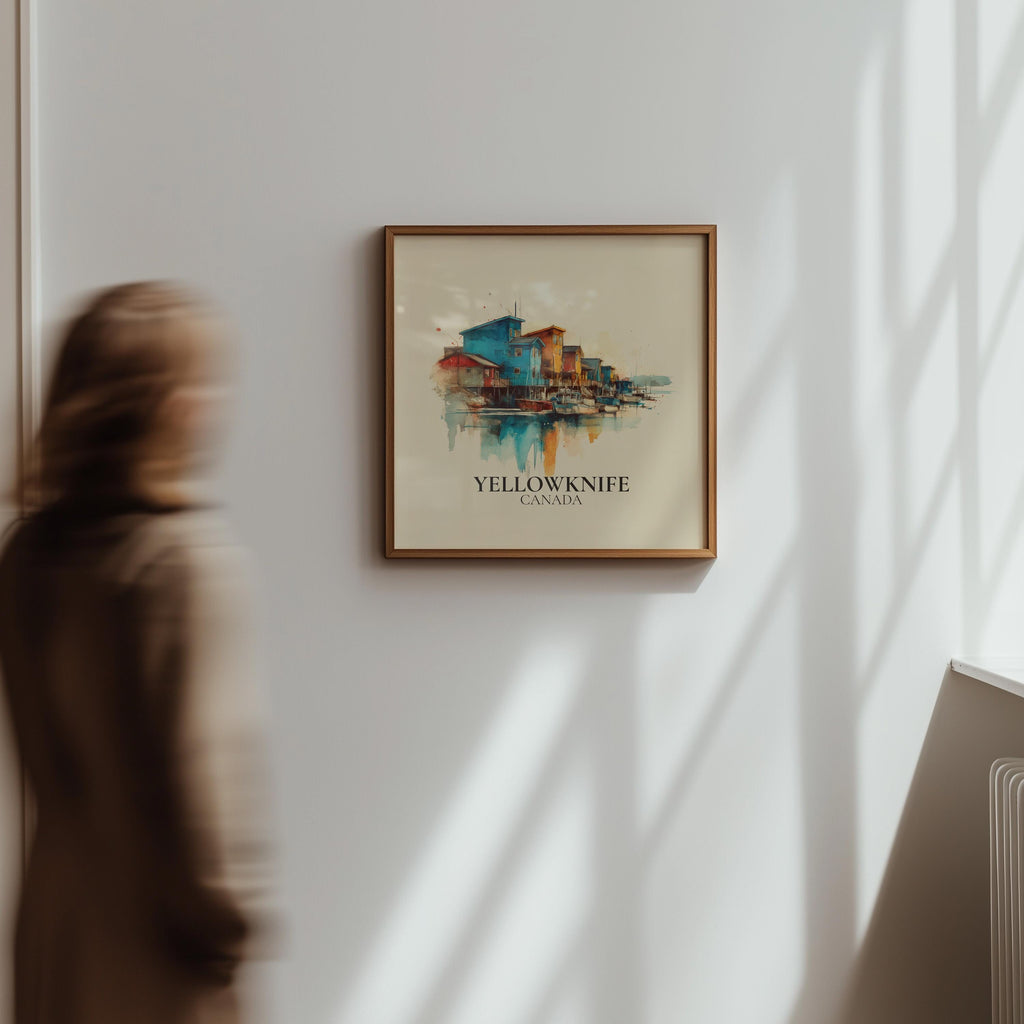 Yellowknife Canada Watercolor Wall Art Print, Custom Travel Poster, World Locations Keepsake Gift