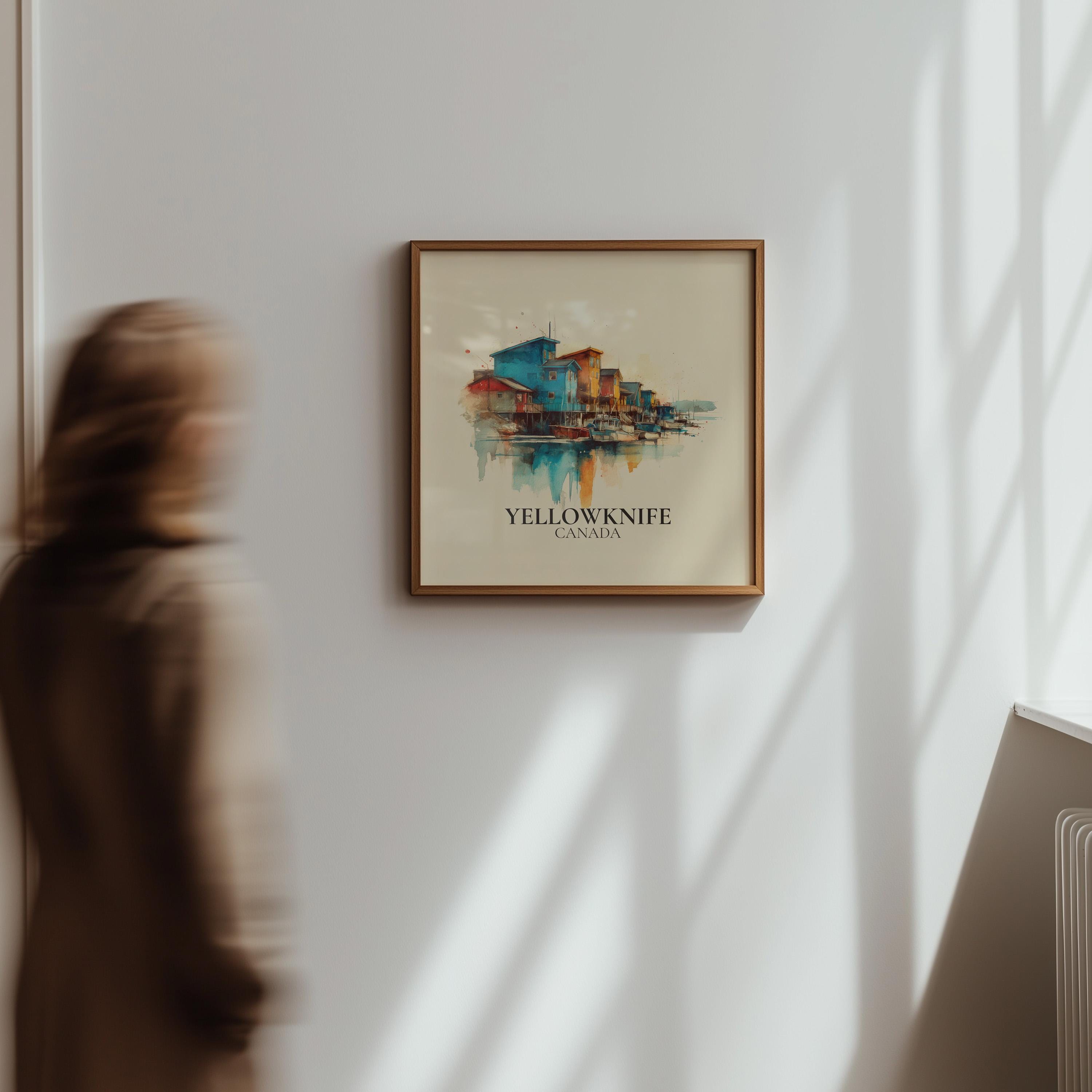 Yellowknife Canada Watercolor Wall Art Print, Custom Travel Poster, World Locations Keepsake Gift