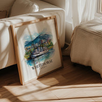 Whitehorse Canada Yukon Watercolor Wall Art Print, Custom Travel Poster, World Locations Keepsake Gift